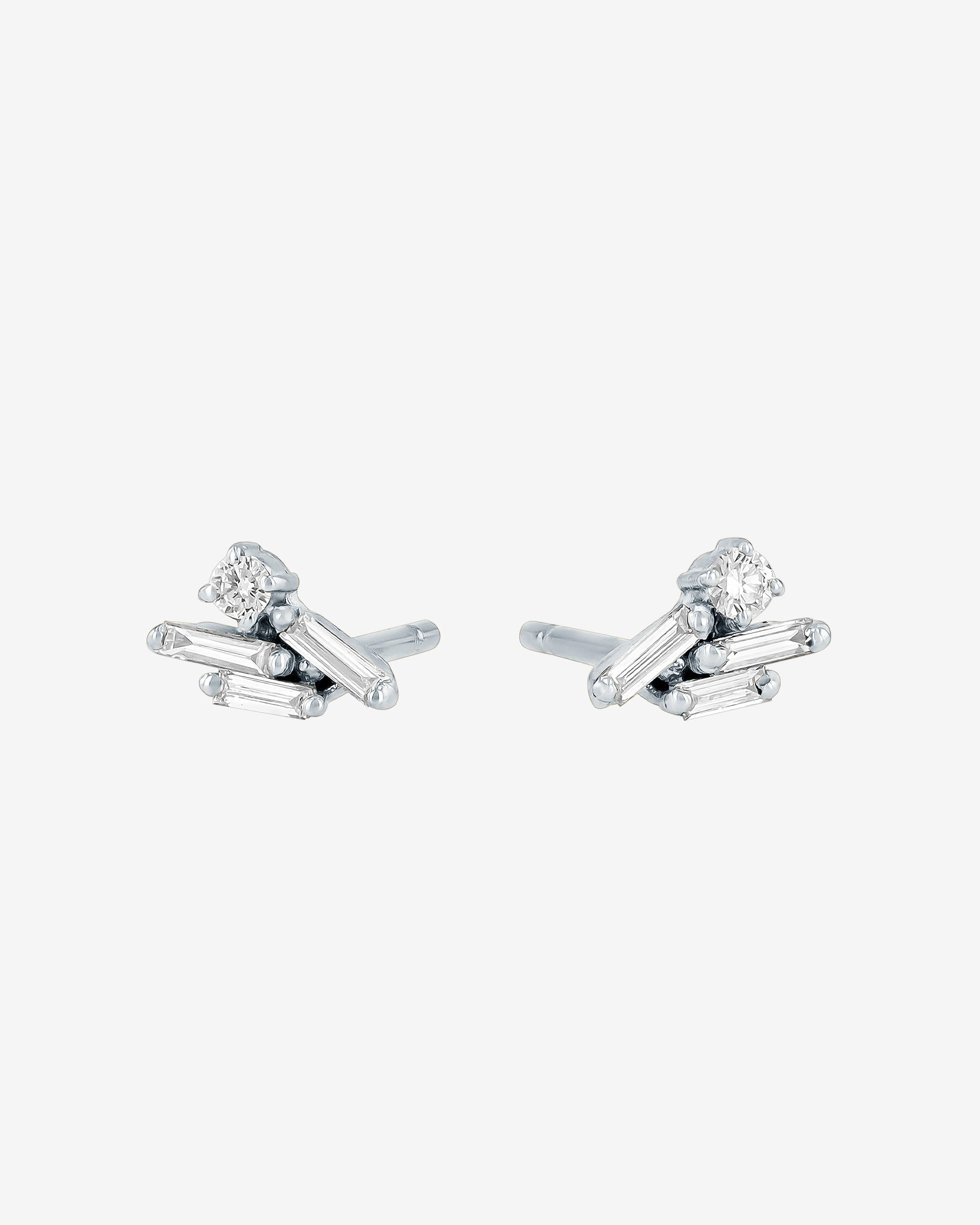 Suzanne Kalan Eva White Diamond Stud Earrings in 18k white gold