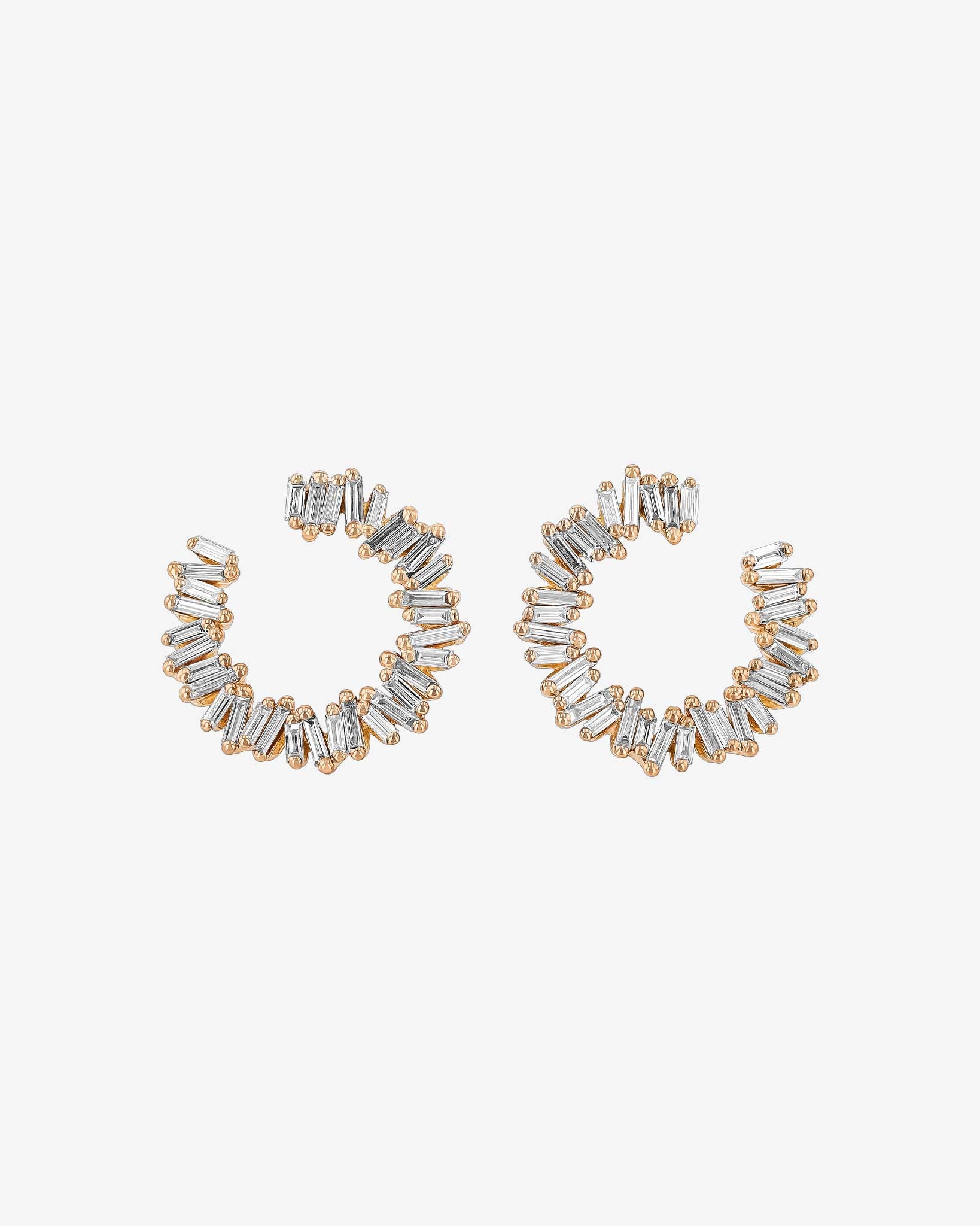 Suzanne Kalan Classic Diamond Mini Sideways Hoops in 18k rose gold