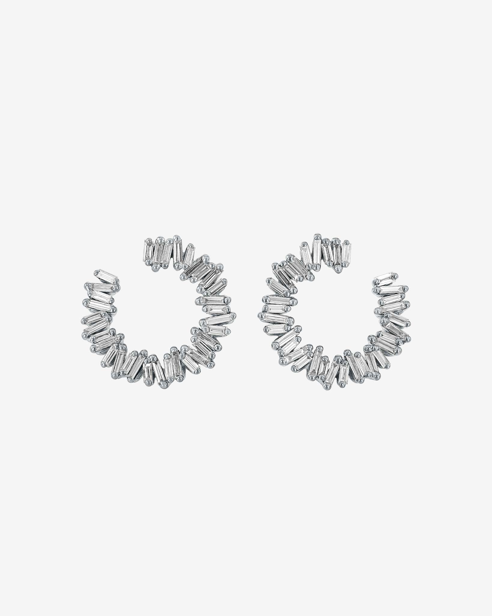 Suzanne Kalan Classic Diamond Mini Sideways Hoops in 18k white gold