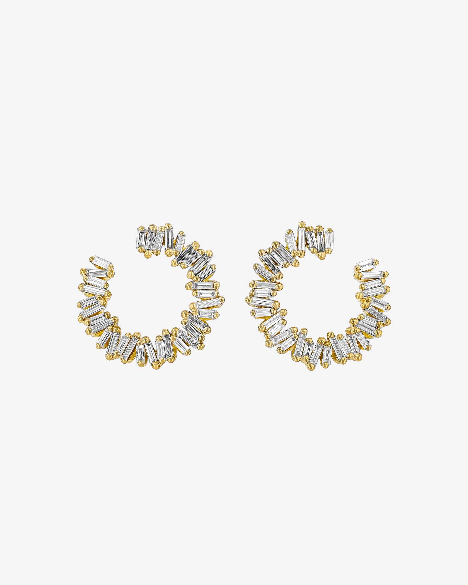 Suzanne Kalan Classic Diamond Mini Sideways Hoops in 18k yellow gold