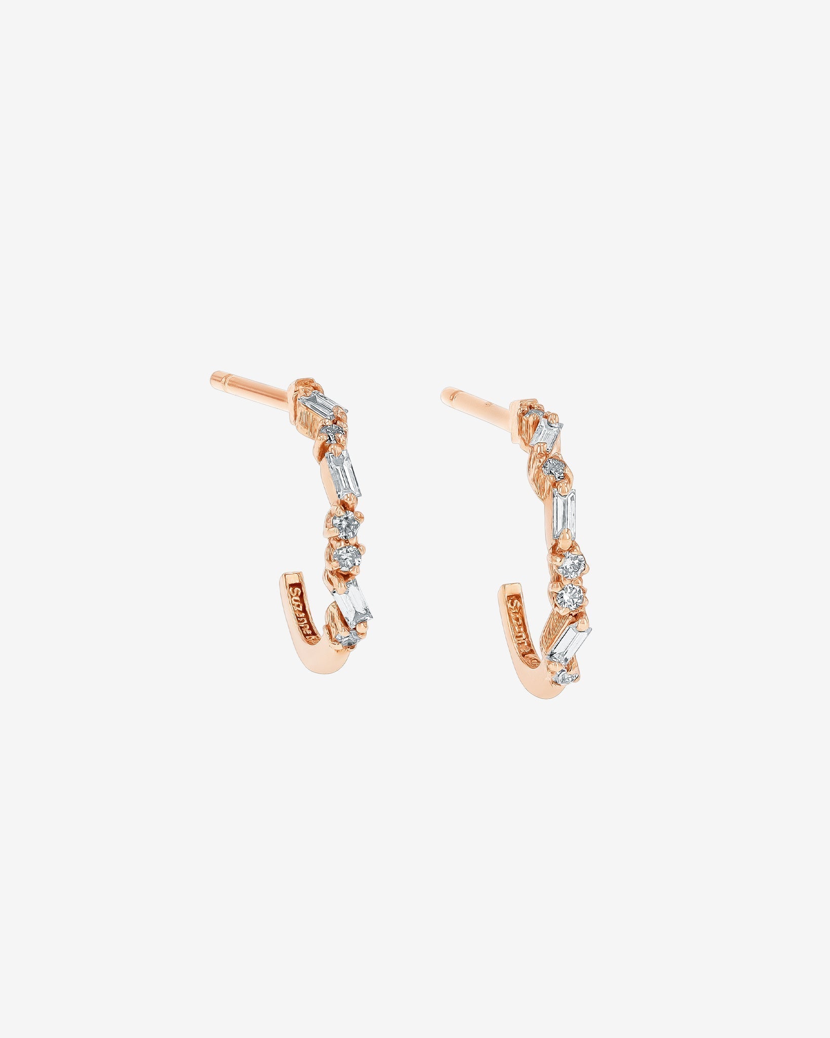 Suzanne Kalan Classic Diamond Thin Mix Mini Hoops in 18k rose gold