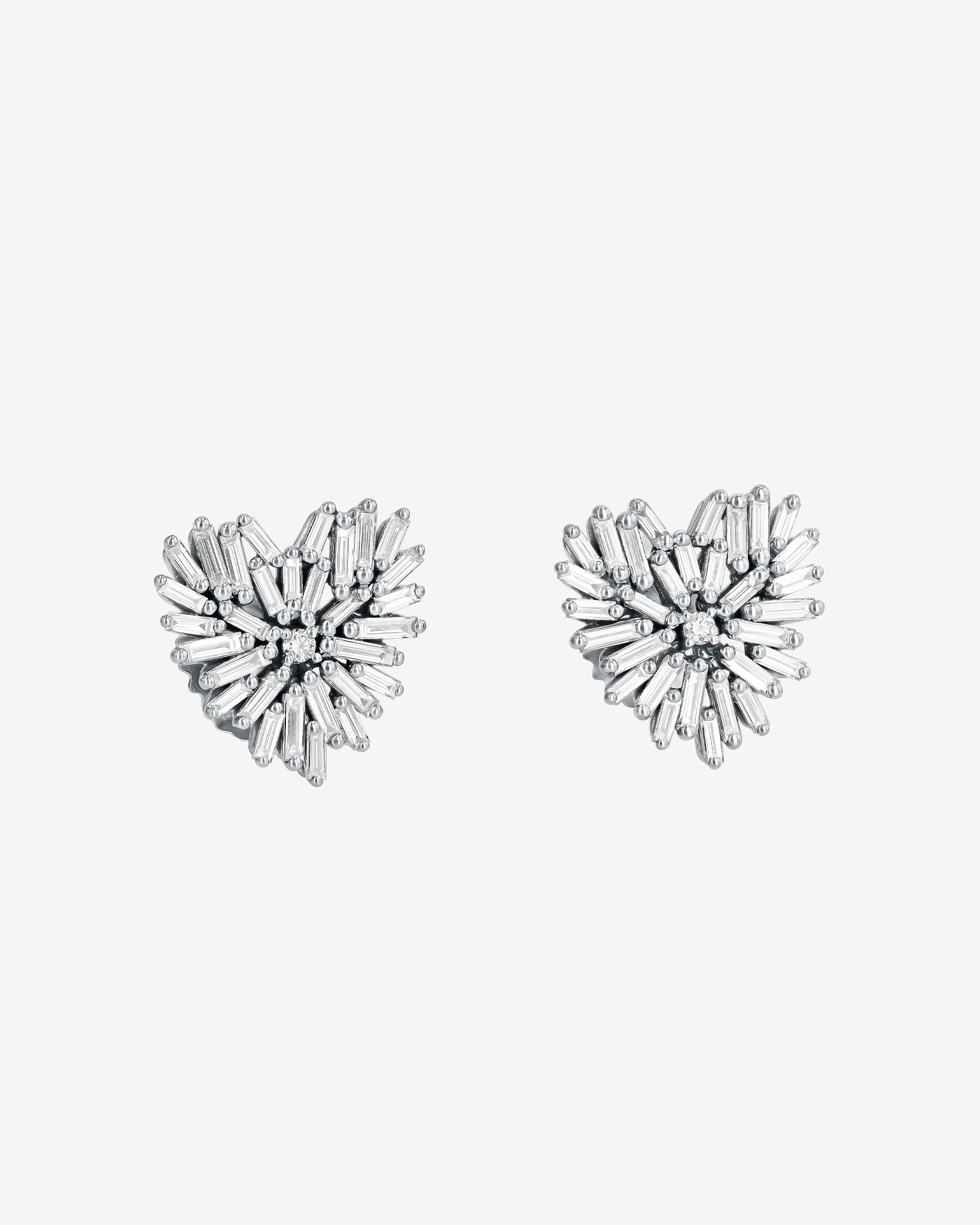 Suzanne Kalan Classic Diamond Small Heart Studs in 18k white gold
