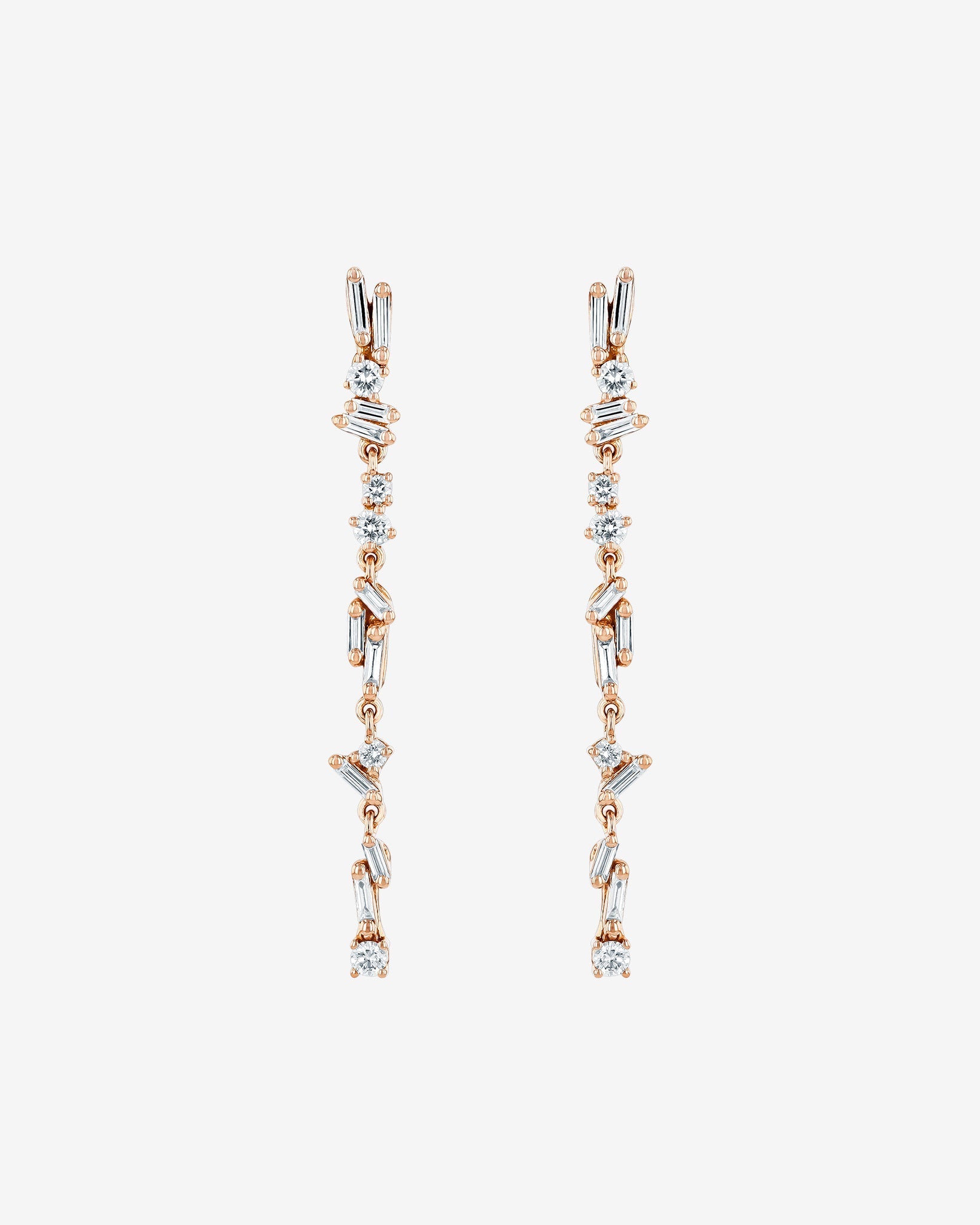 Suzanne Kalan Classic Diamond Sparkler Drop Earrings in 18k rose gold