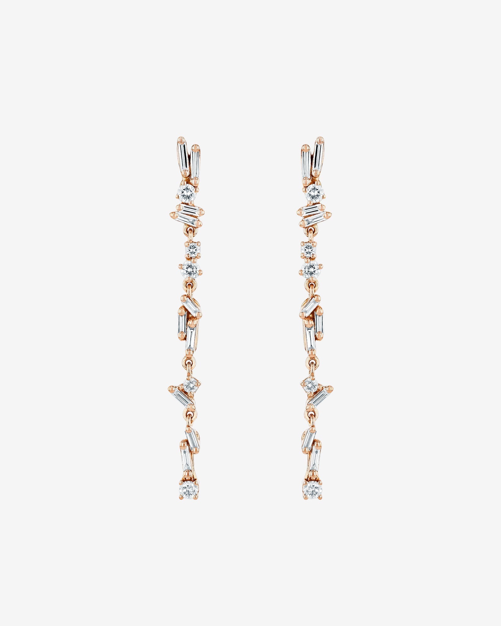 Suzanne Kalan Classic Diamond Sparkler Drop Earrings in 18k rose gold