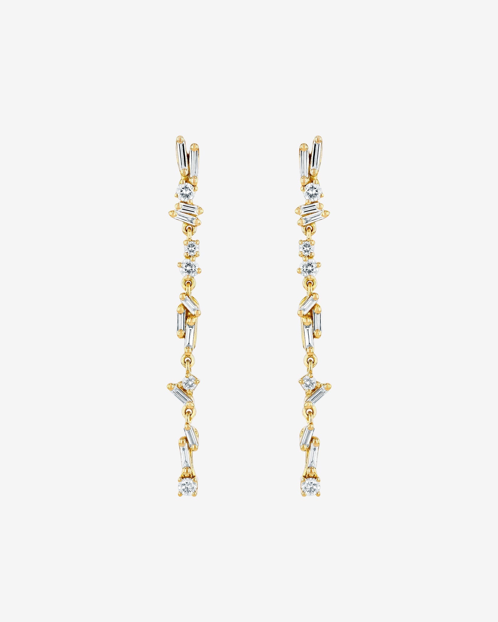 Suzanne Kalan Classic Diamond Sparkler Drop Earrings in 18k yellow gold