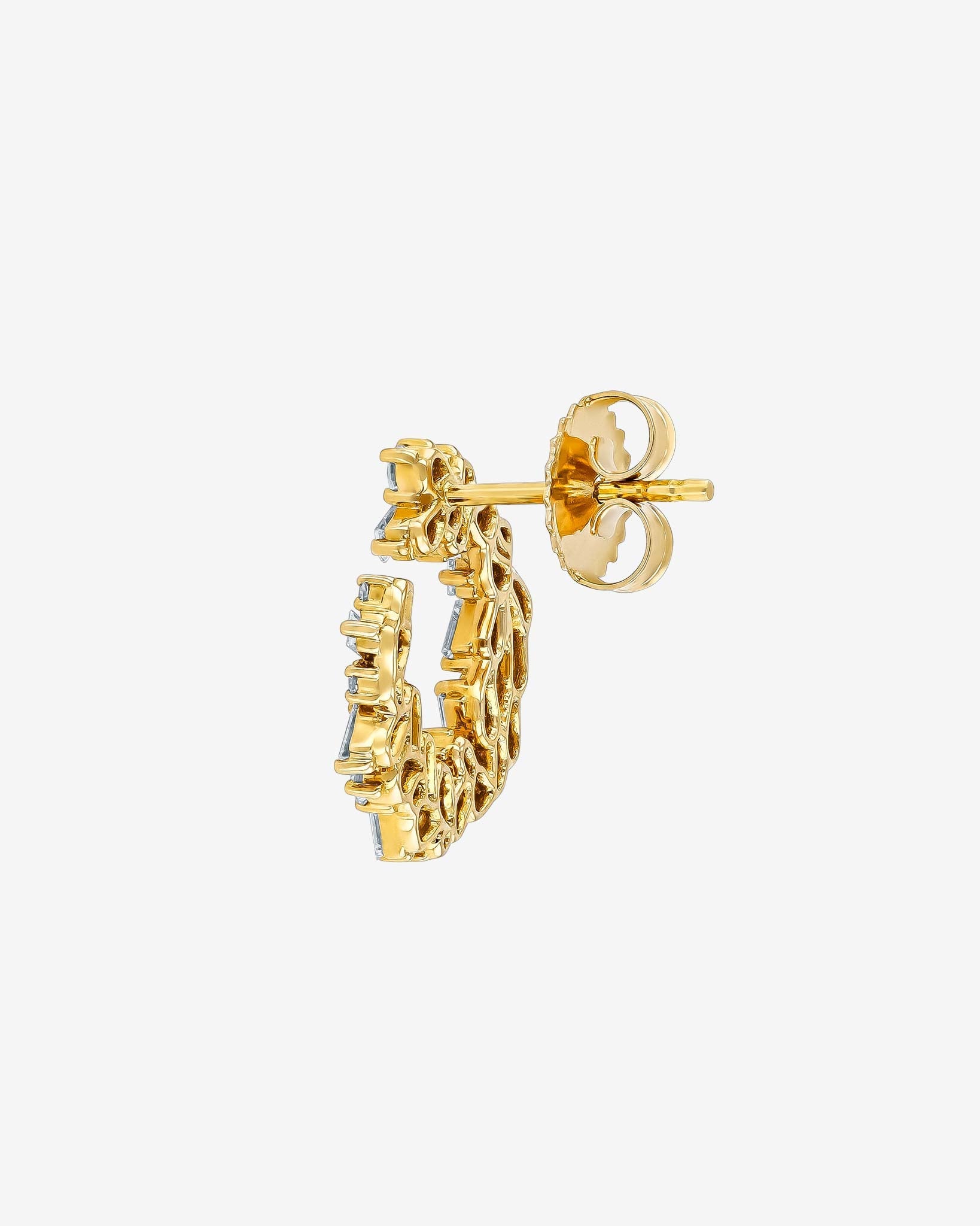 Suzanne Kalan Classic Diamond Sideways Cluster Mini Hoops in 18k yellow gold