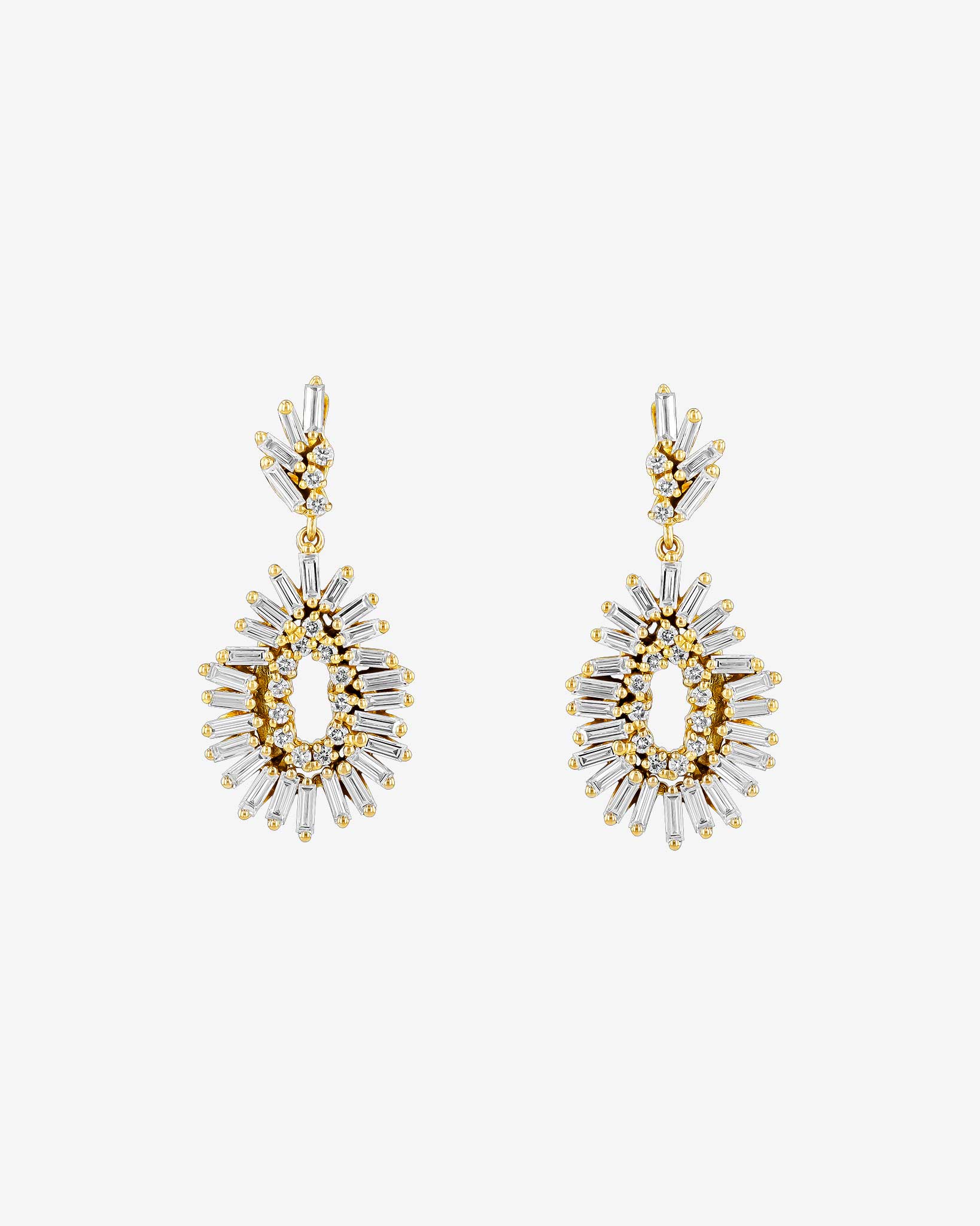 Suzanne Kalan Classic Diamond Mini Tear Drop Earrings in 18k yellow gold
