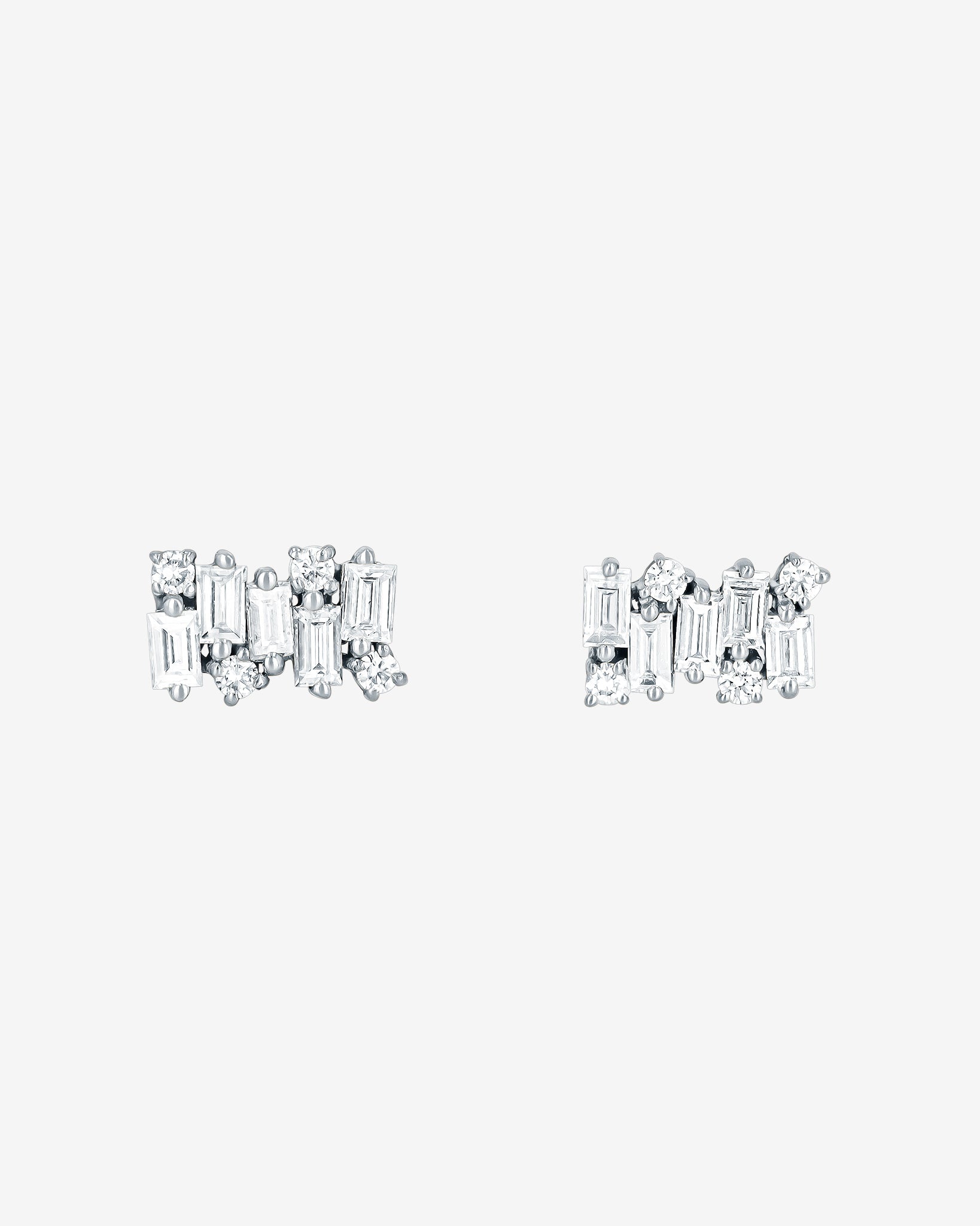 Suzanne Kalan Classic Diamond Shimmer Stud Earrings in 18k white gold