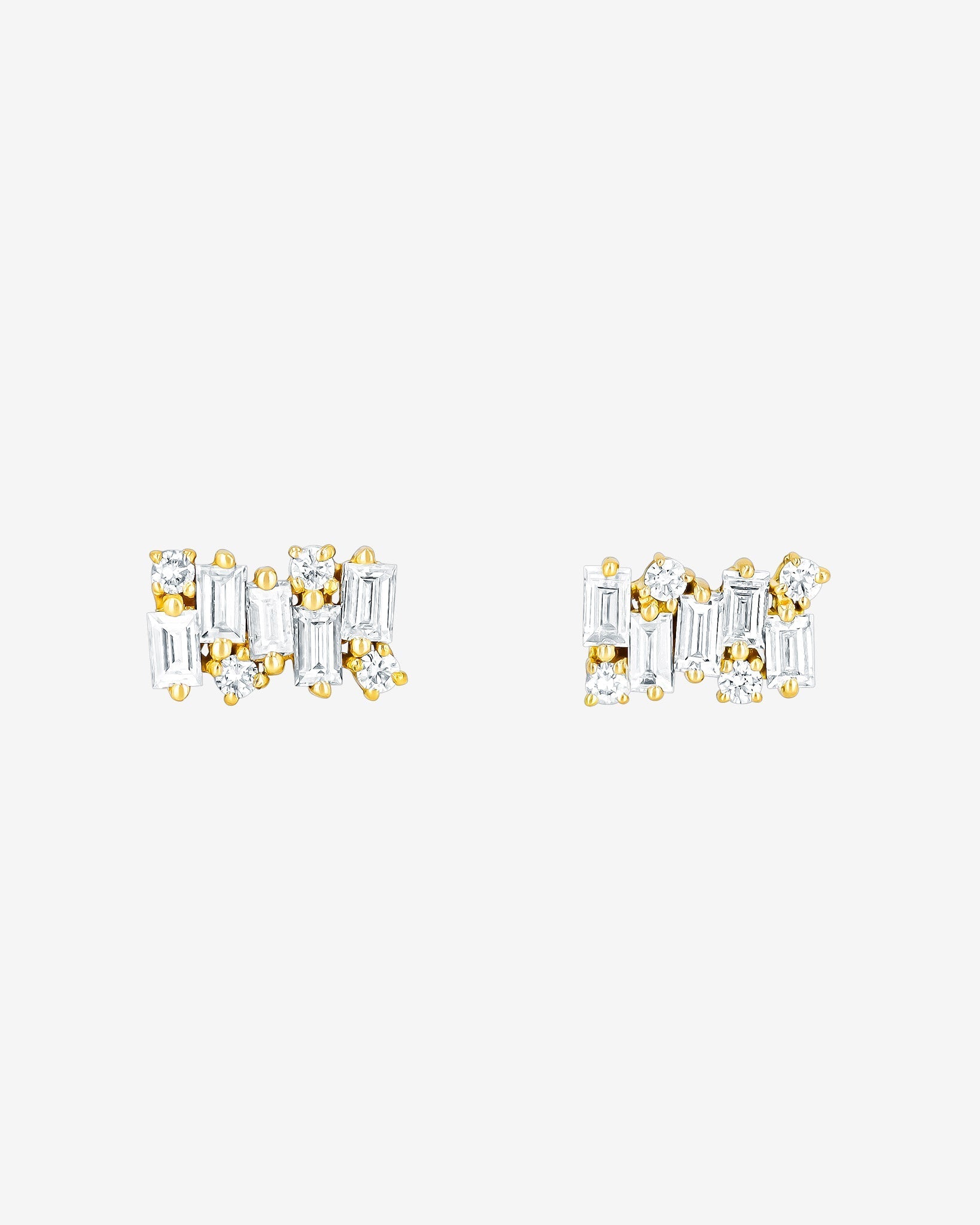 Suzanne Kalan Classic Diamond Shimmer Stud Earrings in 18k yellow gold