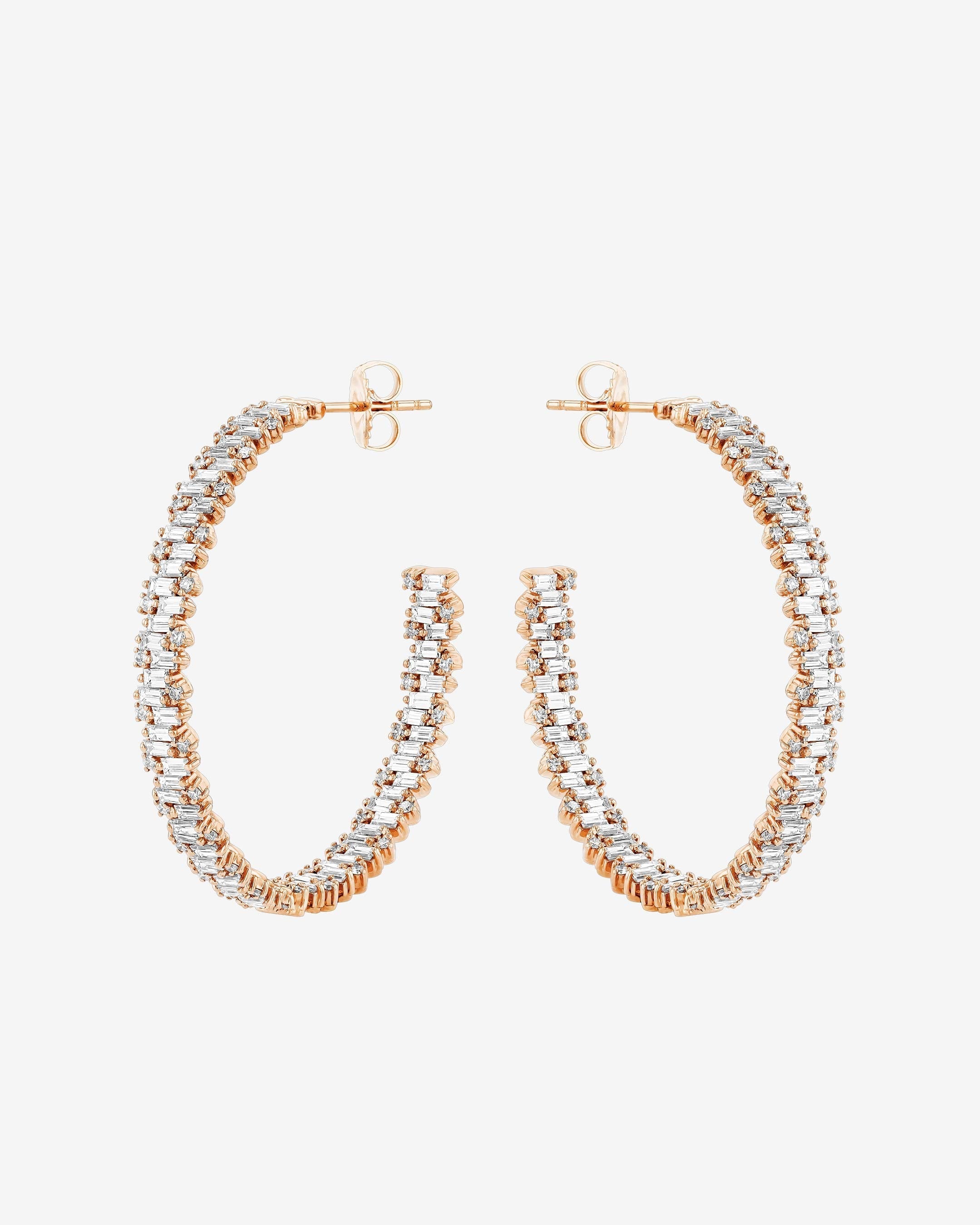 Suzanne Kalan Classic Diamond Shimmer Milli Hoops in 18k rose gold