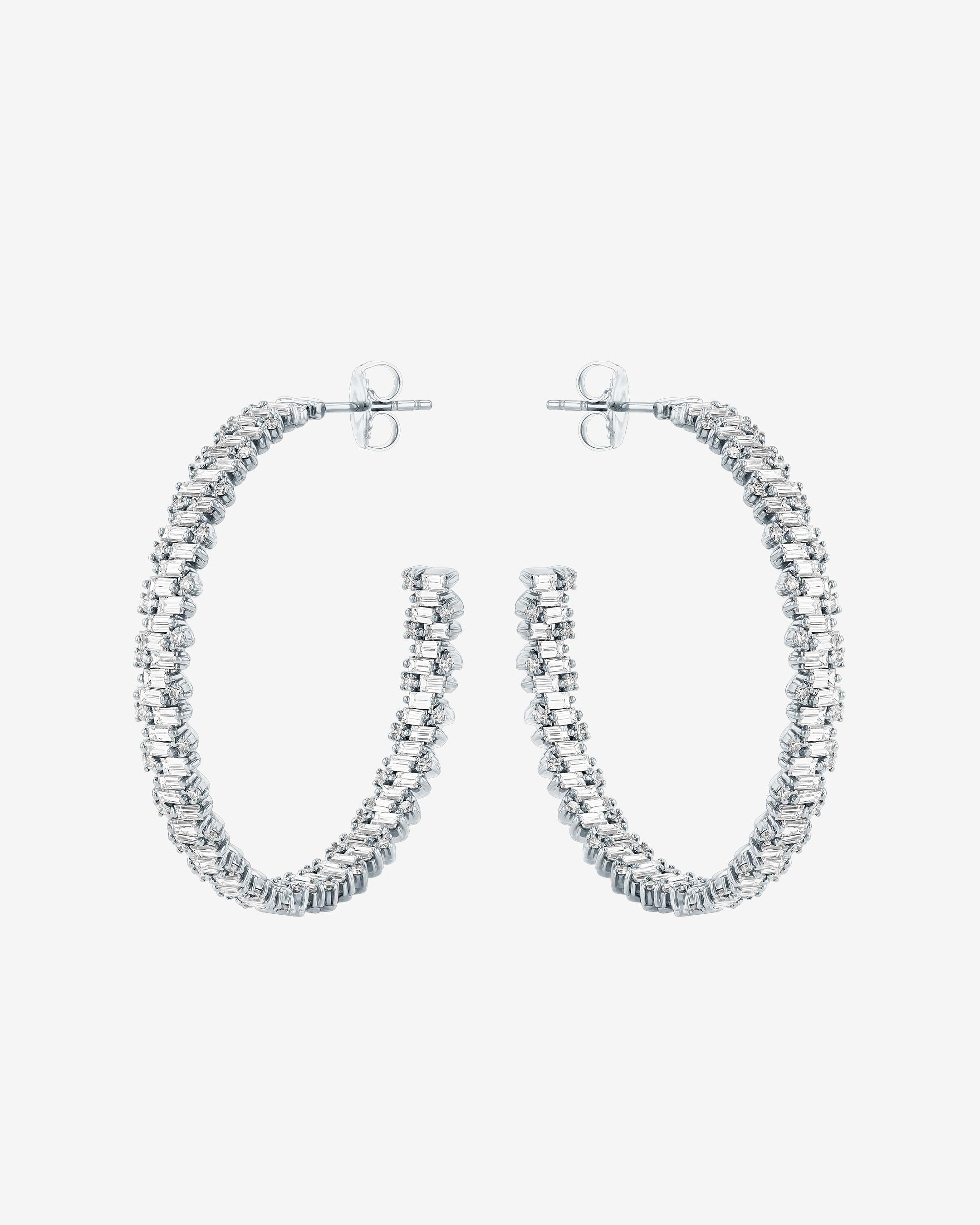 Suzanne Kalan Classic Diamond Shimmer Milli Hoops in 18k white gold