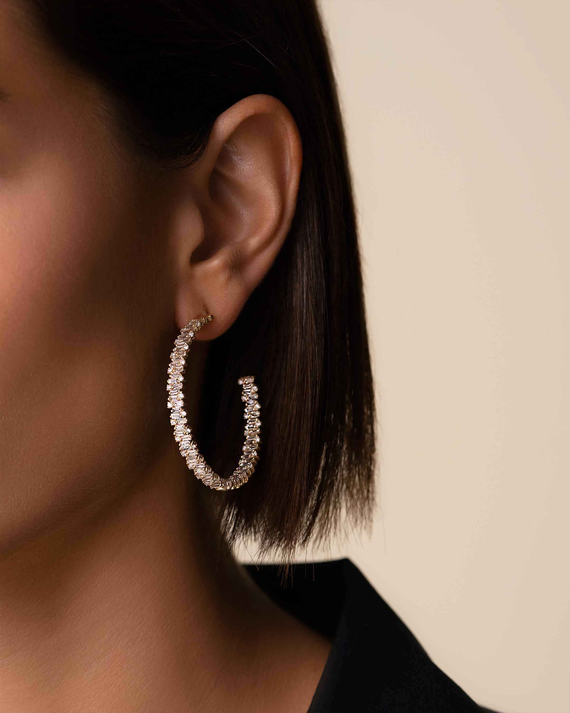 Suzanne Kalan Classic Diamond Shimmer Milli Hoops in 18k yellow gold