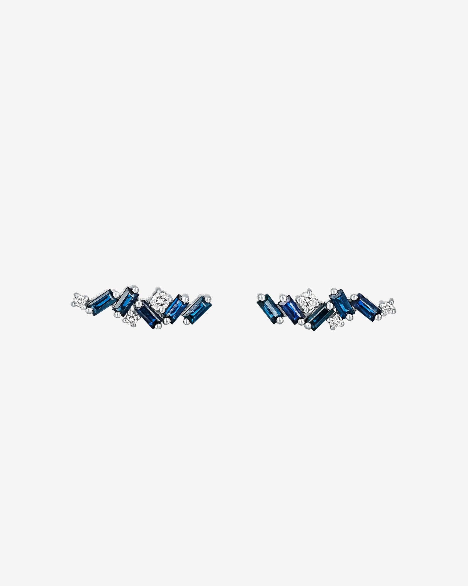 Suzanne Kalan Frenzy Dark Blue Sapphire Studs in 18k white gold