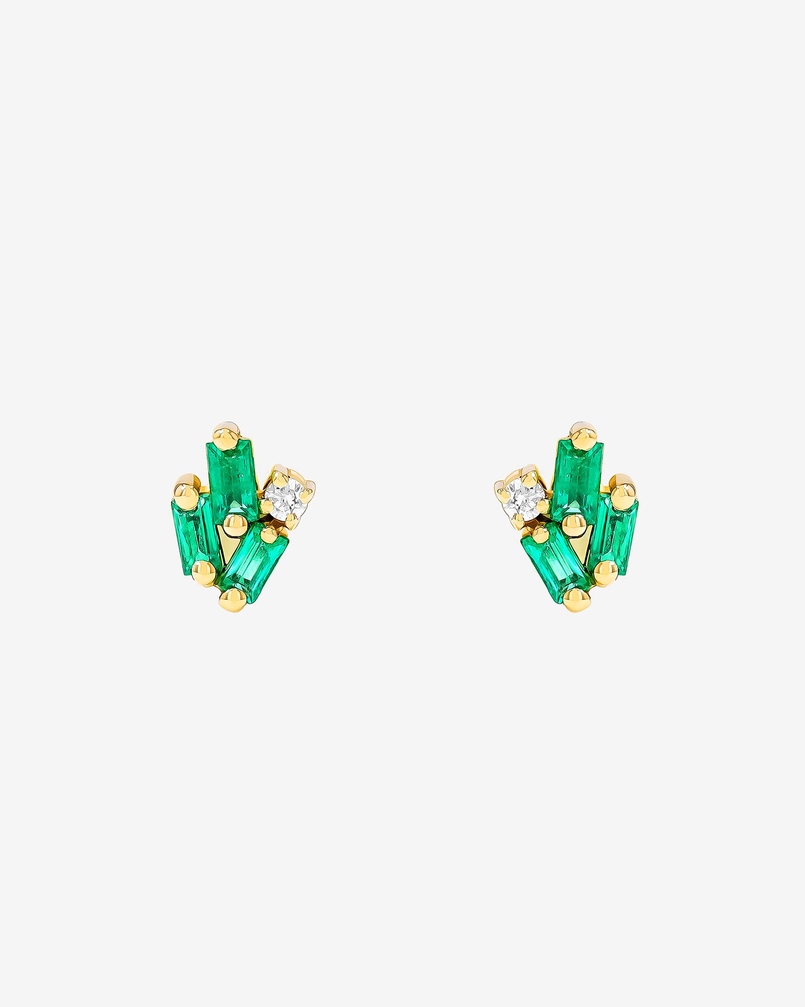 Suzanne Kalan Bold Cluster Emerald Studs in 18k yellow gold