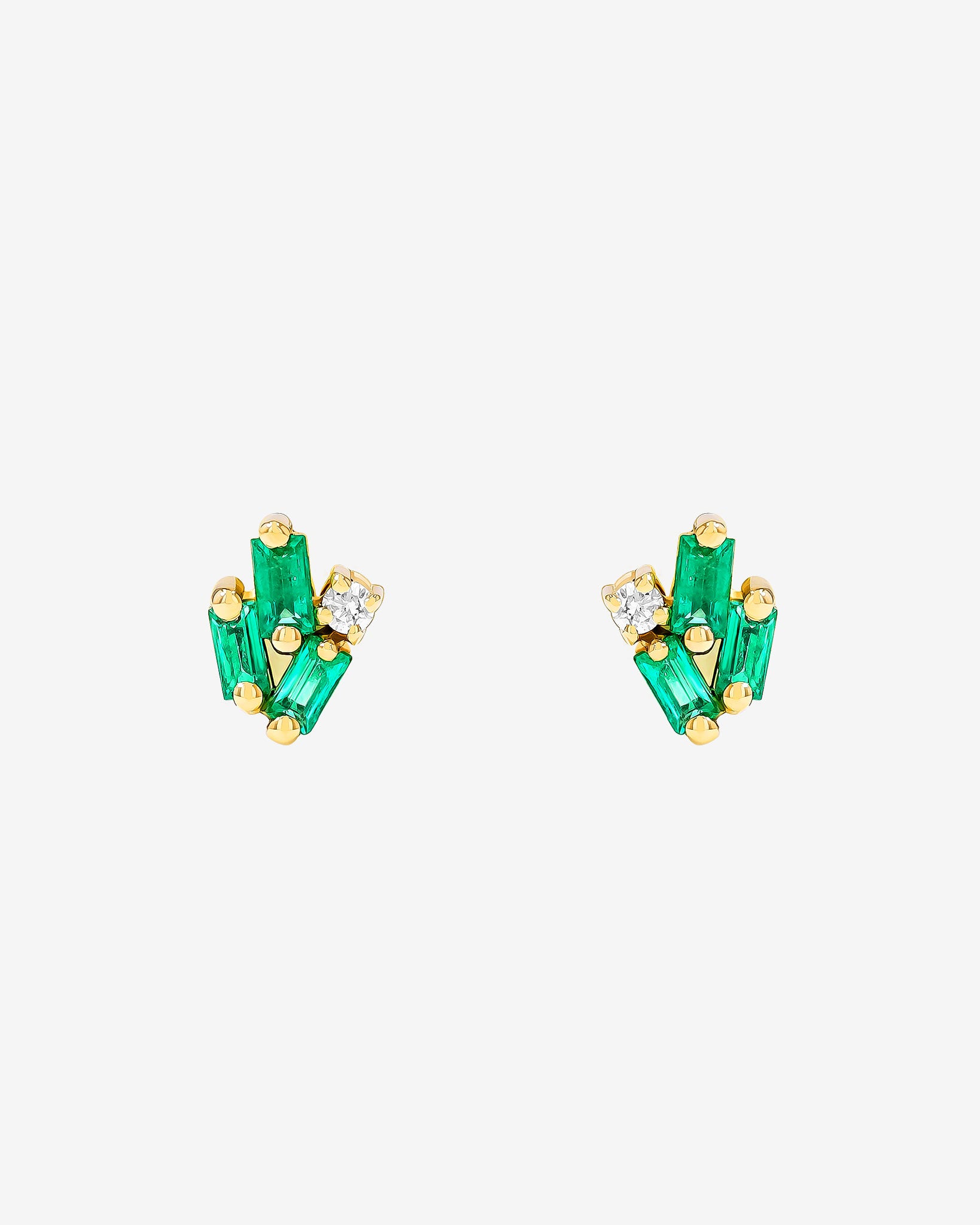 Suzanne Kalan Bold Cluster Emerald Studs in 18k yellow gold