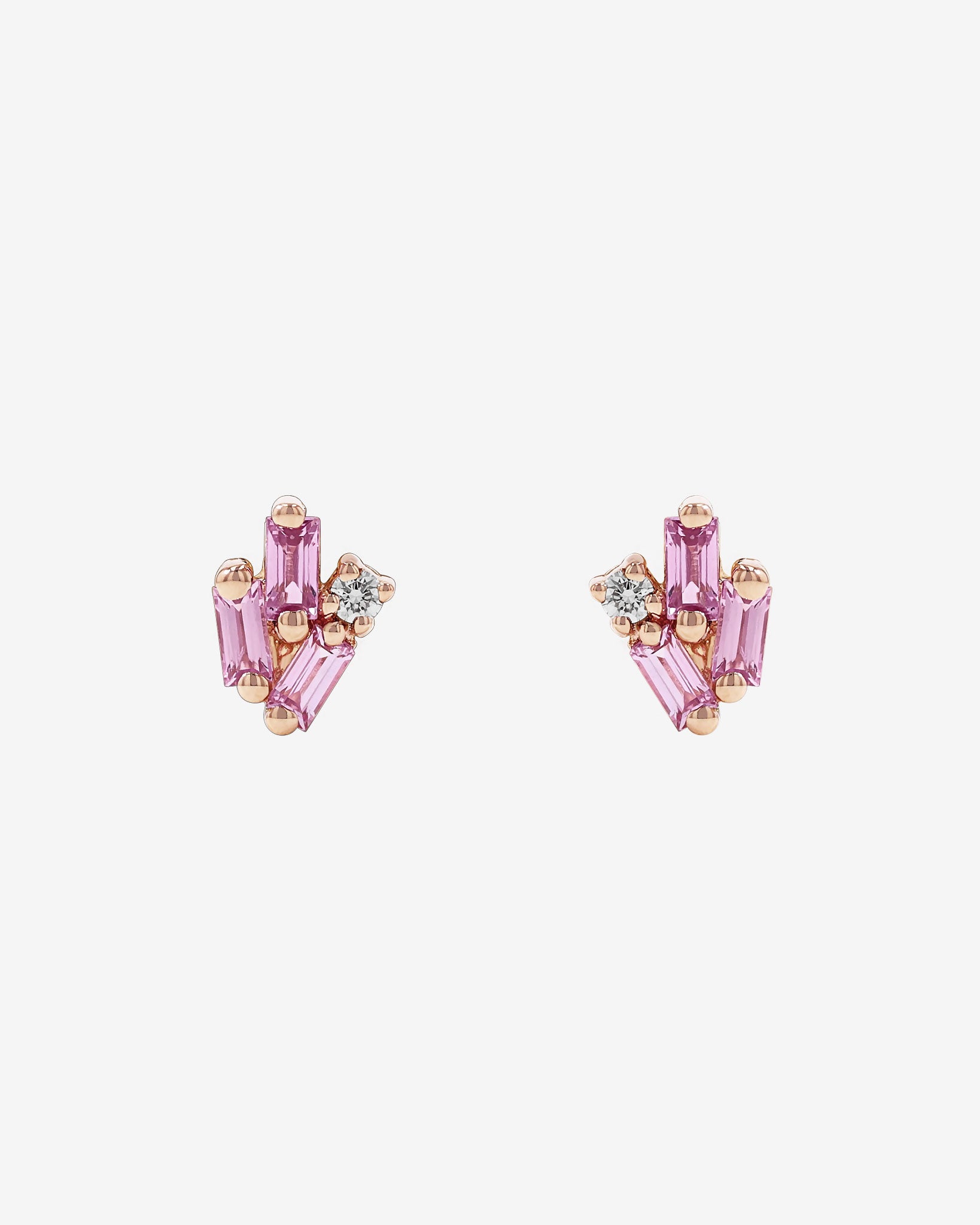 Suzanne Kalan Bold Cluster Pink Sapphire Studs in 18k rose gold