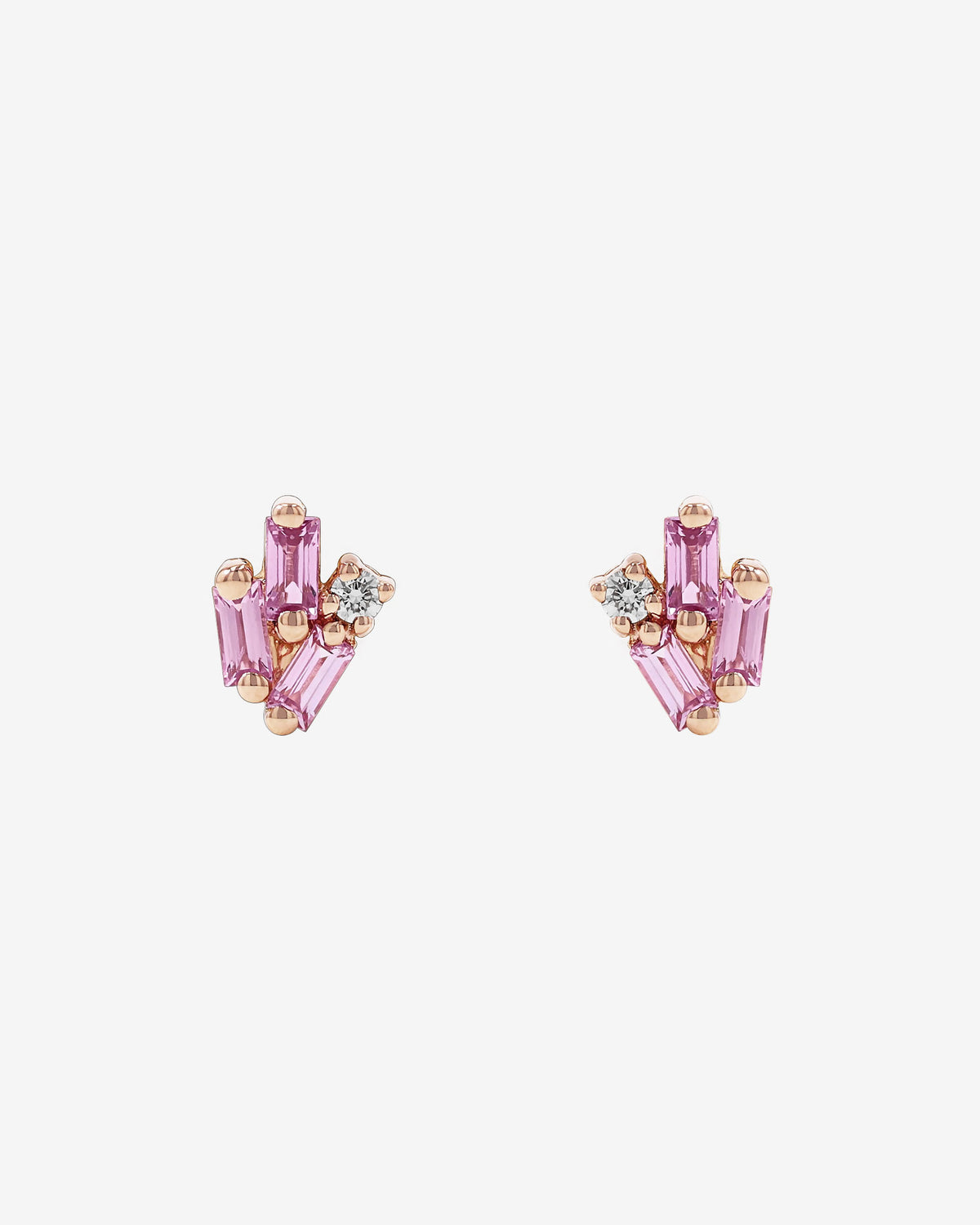Suzanne Kalan Bold Cluster Pink Sapphire Studs in 18k rose gold