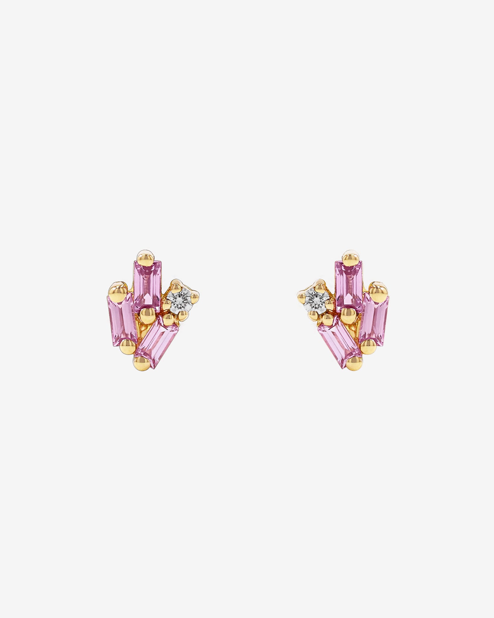 Suzanne Kalan Bold Cluster Pink Sapphire Studs in 18k yellow gold