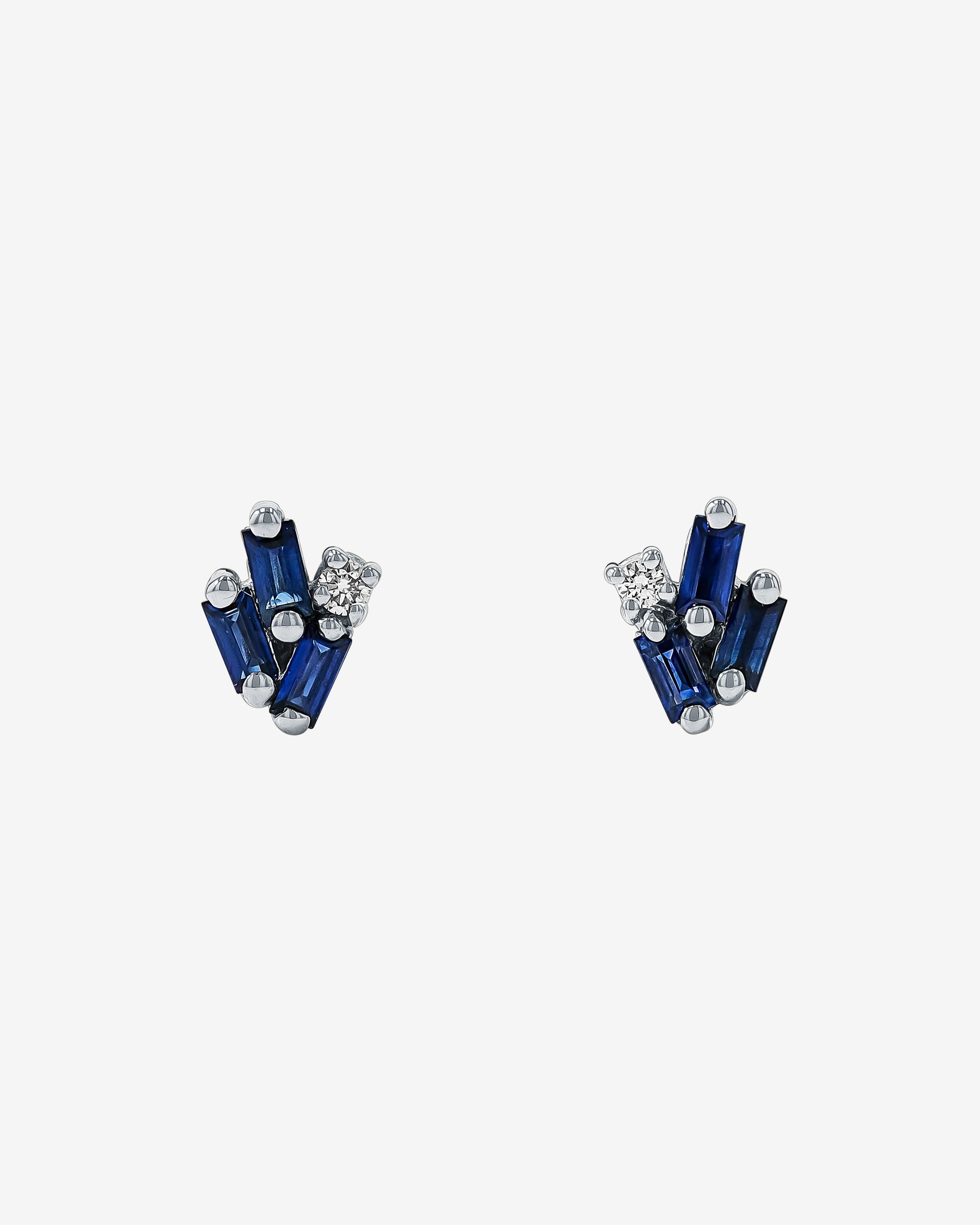 Suzanne Kalan Bold Cluster Dark Blue Sapphire Studs in 18k white gold