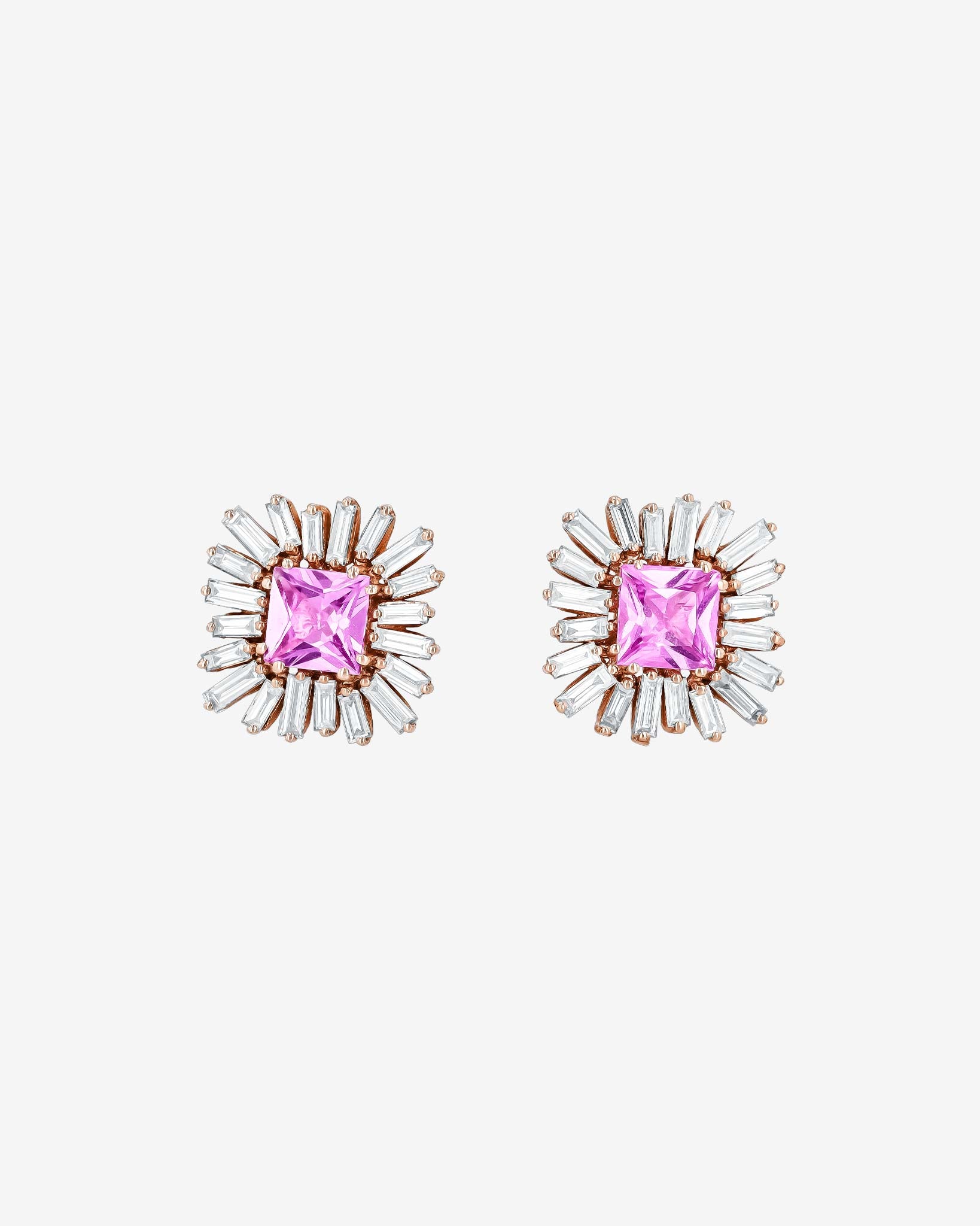 Suzanne Kalan Princess Midi Pink Sapphire Spark Studs in 18k rose gold