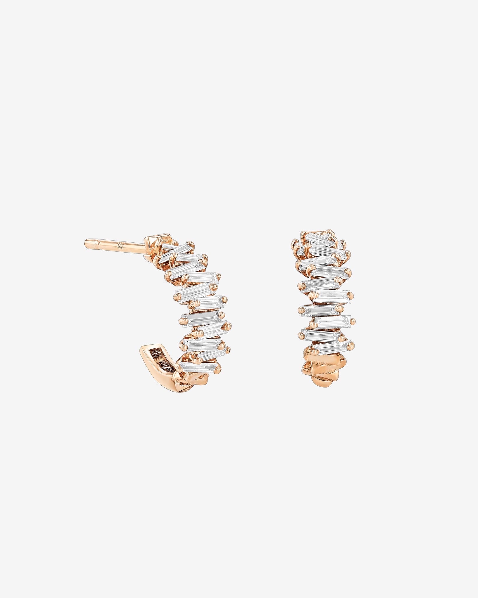 Suzanne Kalan Classic Diamond ZigZag Mini Hoops in 18k rose gold