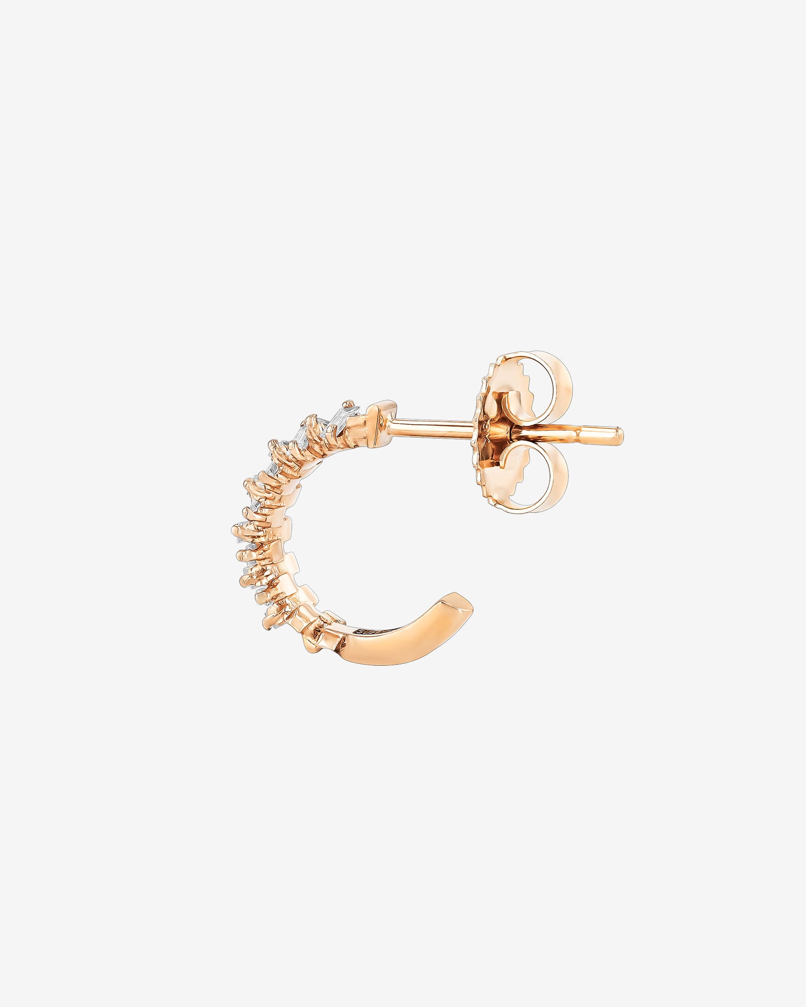 Suzanne Kalan Classic Diamond ZigZag Mini Hoops in 18k rose gold