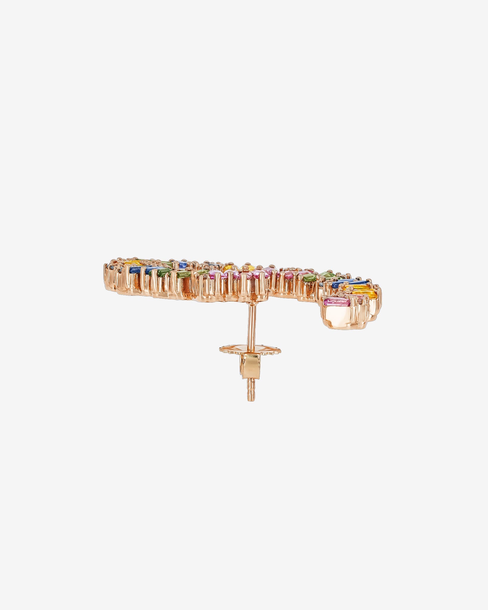 Suzanne Kalan Bold Burst Pastel Sapphire Sideways Midi Hoops in 18k rose gold