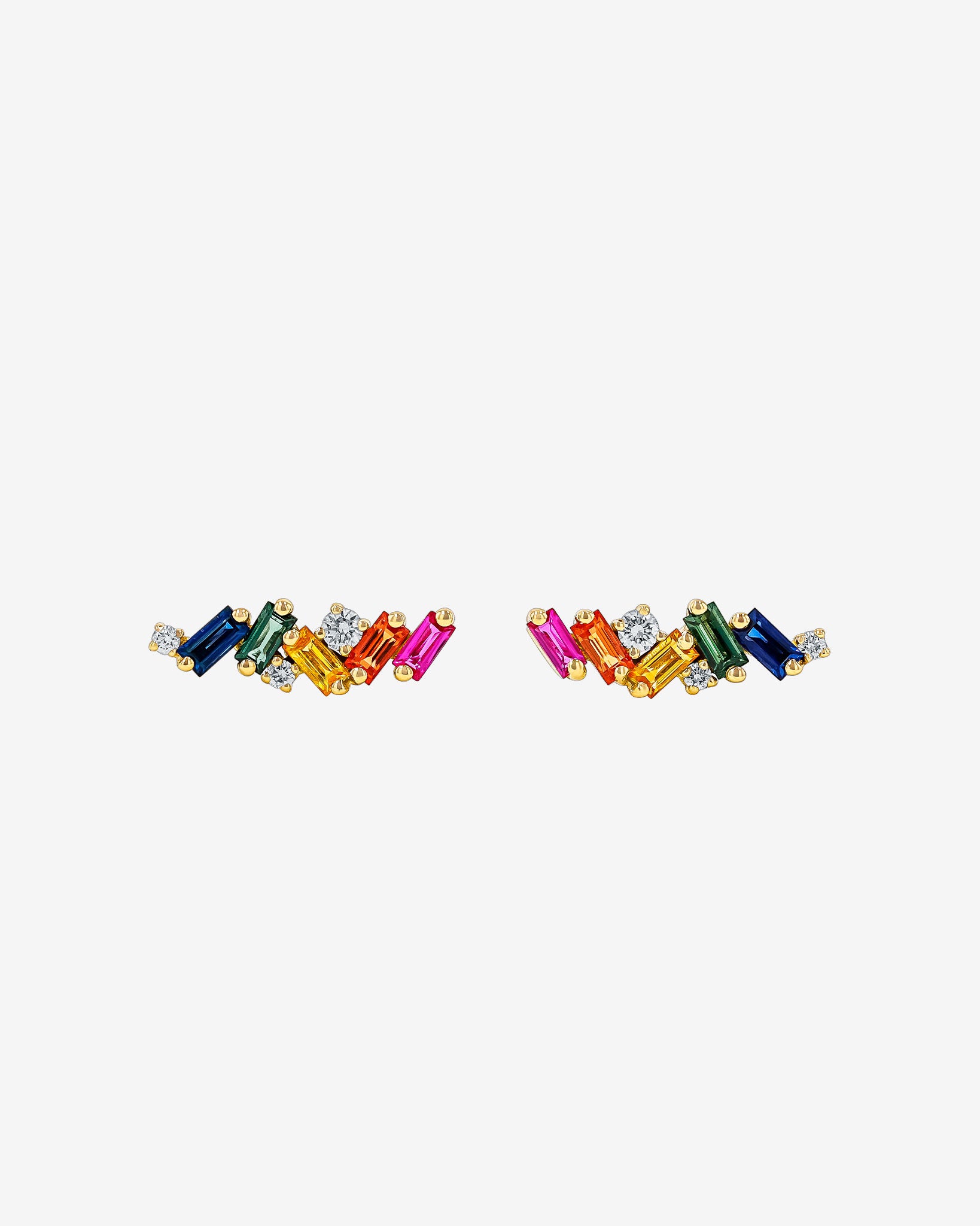 Suzanne Kalan Frenzy Rainbow Sapphire Studs in 18k yellow gold