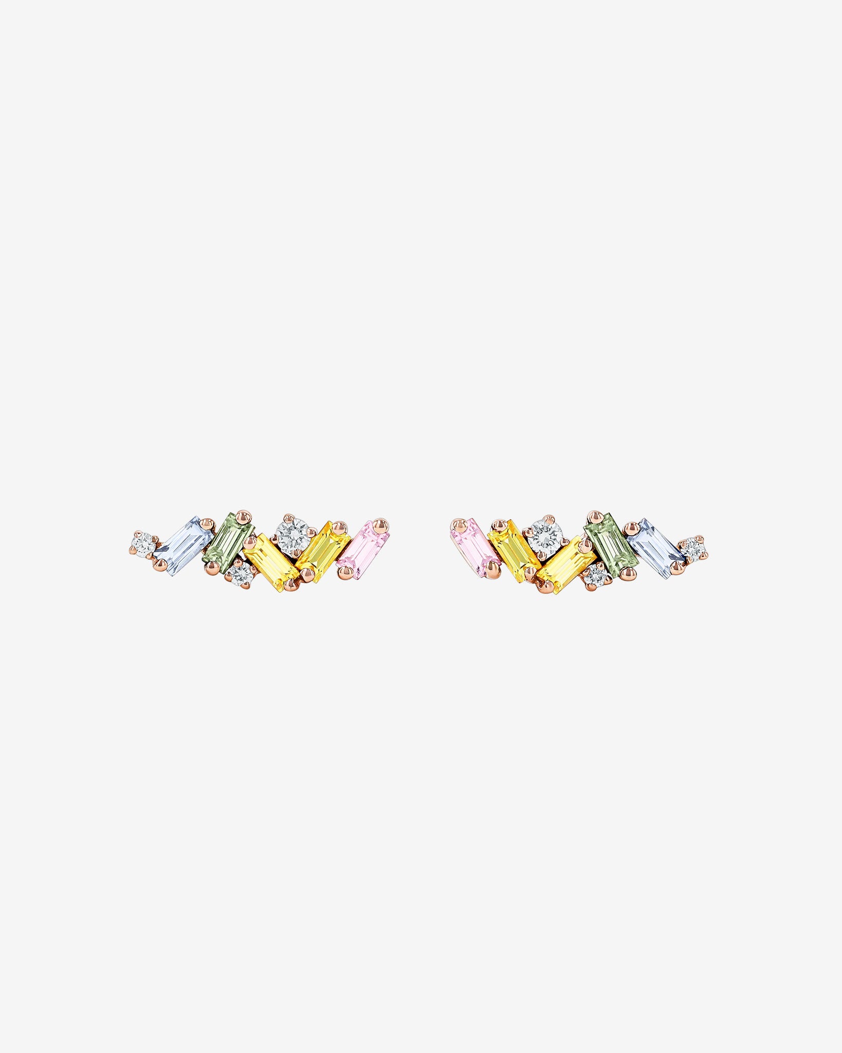 Suzanne Kalan Frenzy Pastel Sapphire Studs in 18k rose gold