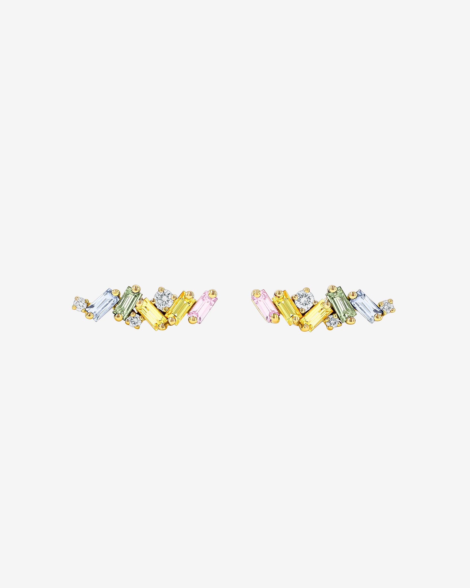 Suzanne Kalan Frenzy Pastel Sapphire Studs in 18k yellow gold