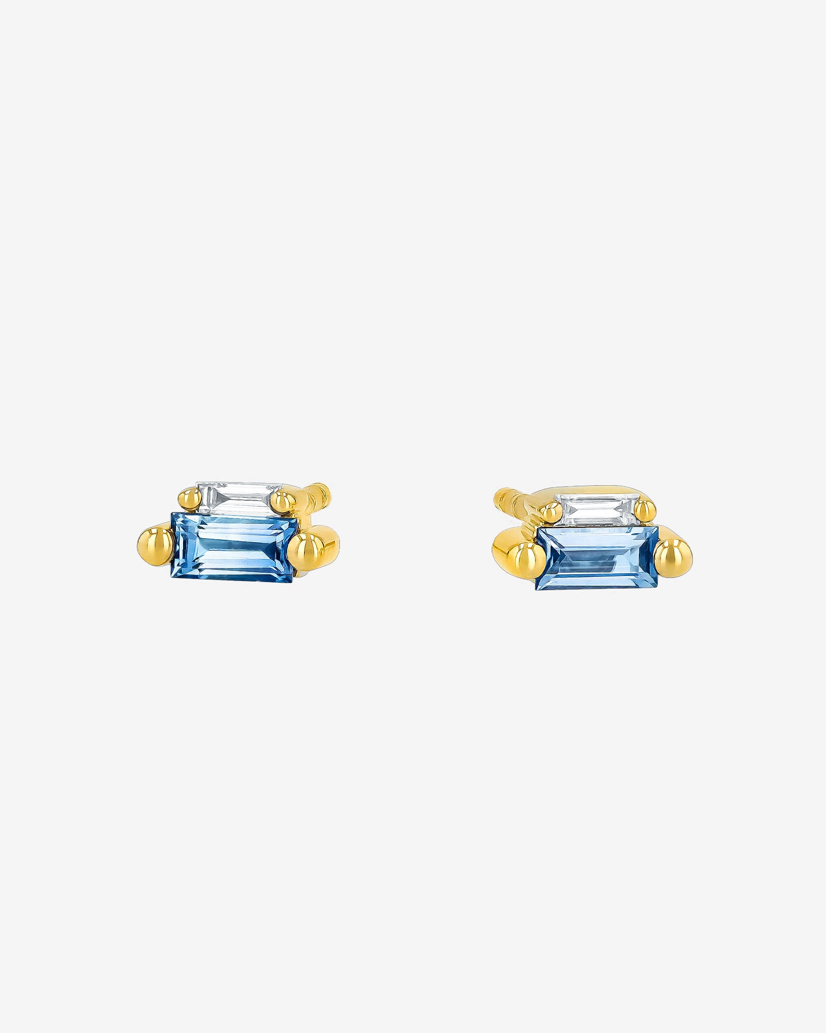 Suzanne Kalan Bold Light Blue Sapphire Mini Studs in 18k yellow gold