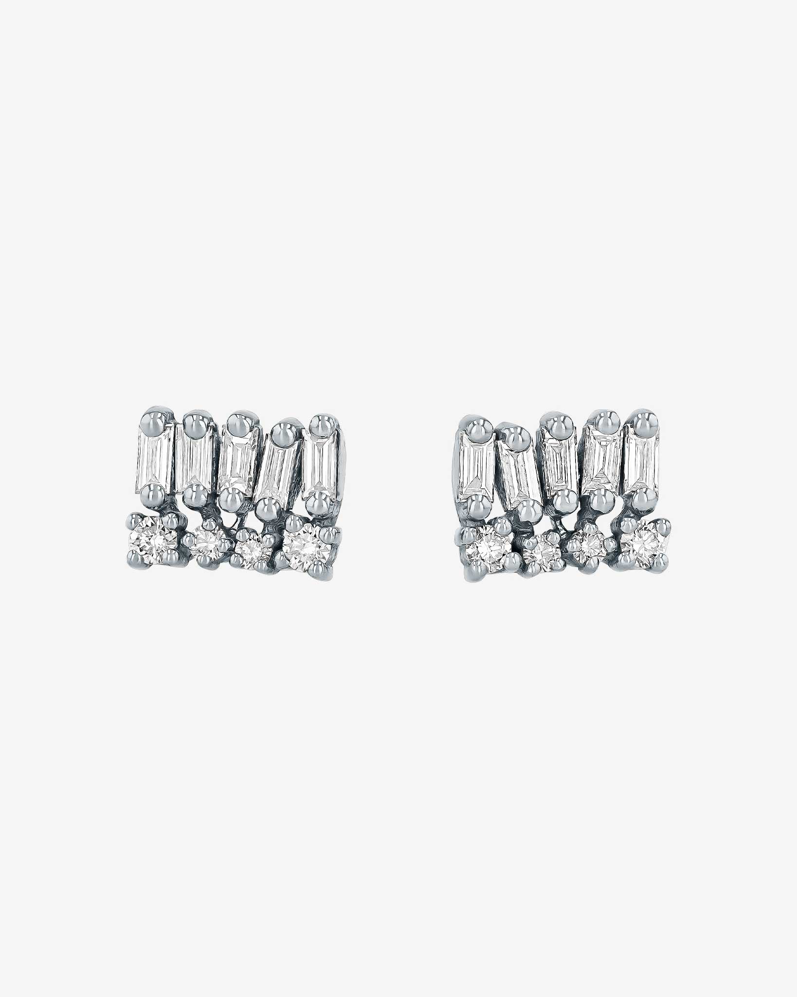 Suzanne Kalan Short Stack Diamond Studs in 18k white gold