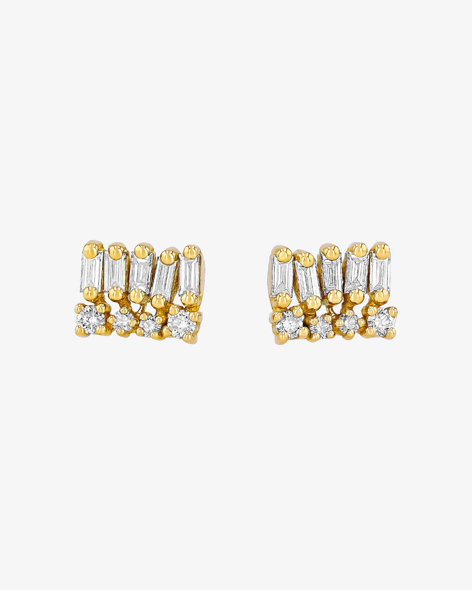 Suzanne Kalan Short Stack Diamond Studs in 18k yellow gold