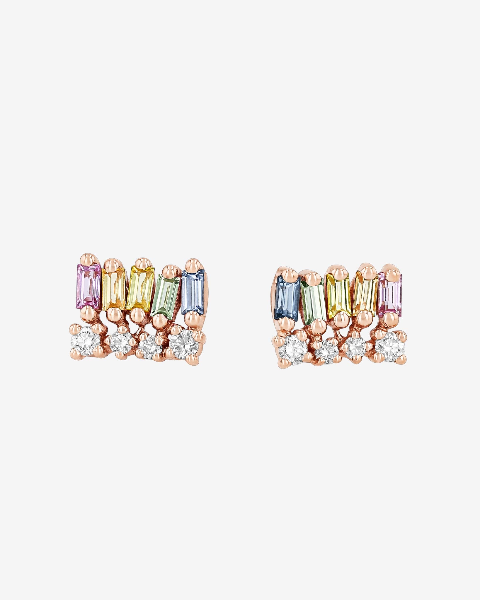 Suzanne Kalan Short Stack Pastel Sapphire Studs in 18k rose gold