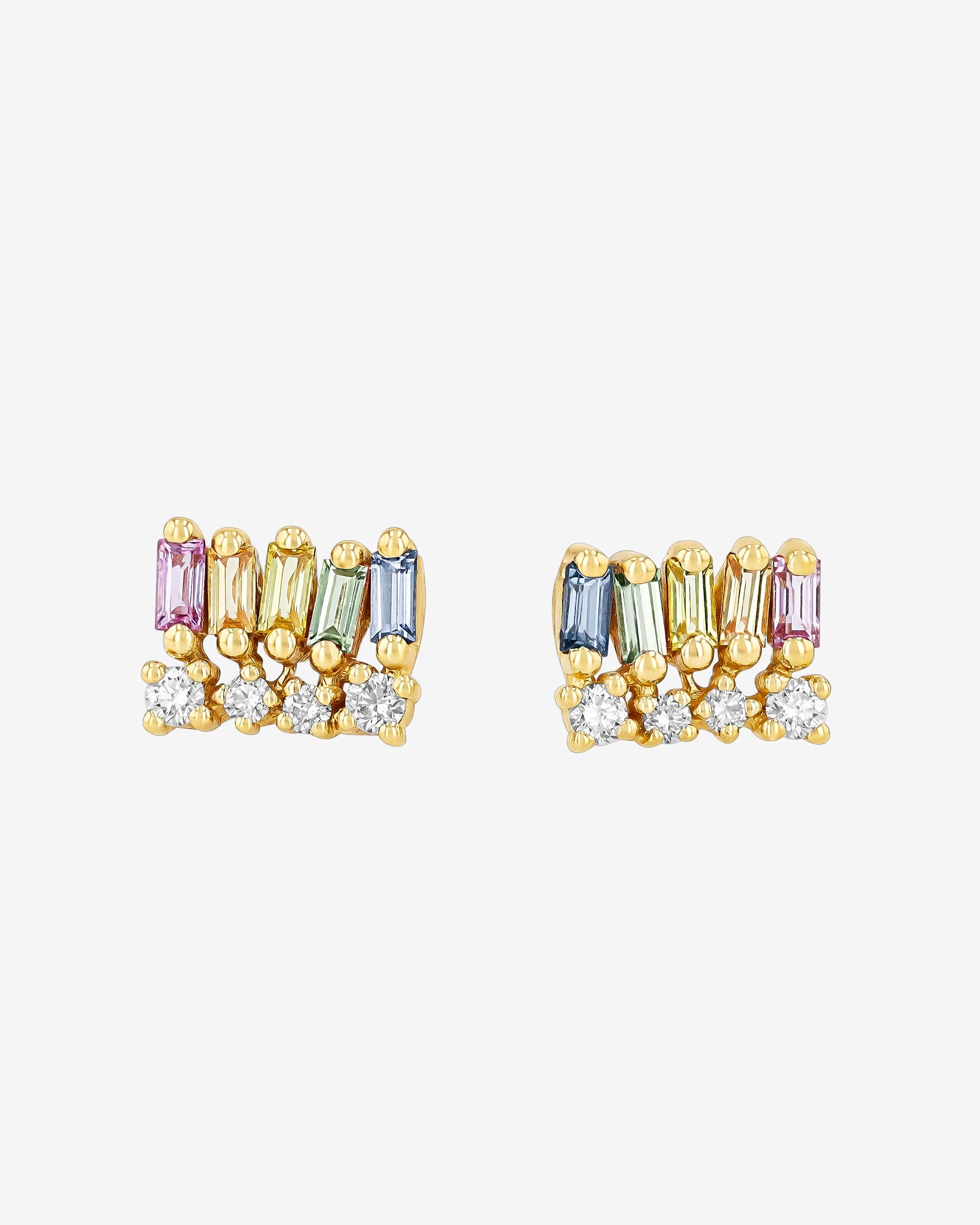 Suzanne Kalan Short Stack Pastel Sapphire Studs in 18k yellow gold