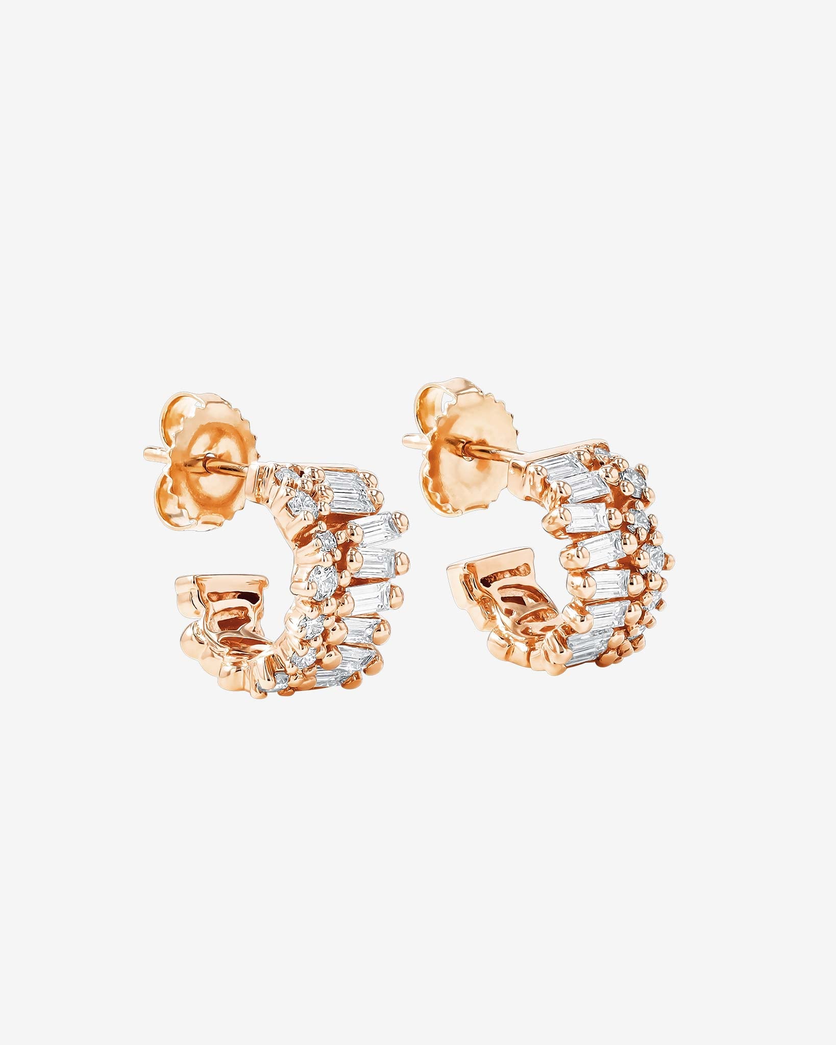 Suzanne Kalan Short Stack Diamond Mini Hoops in 18k rose gold