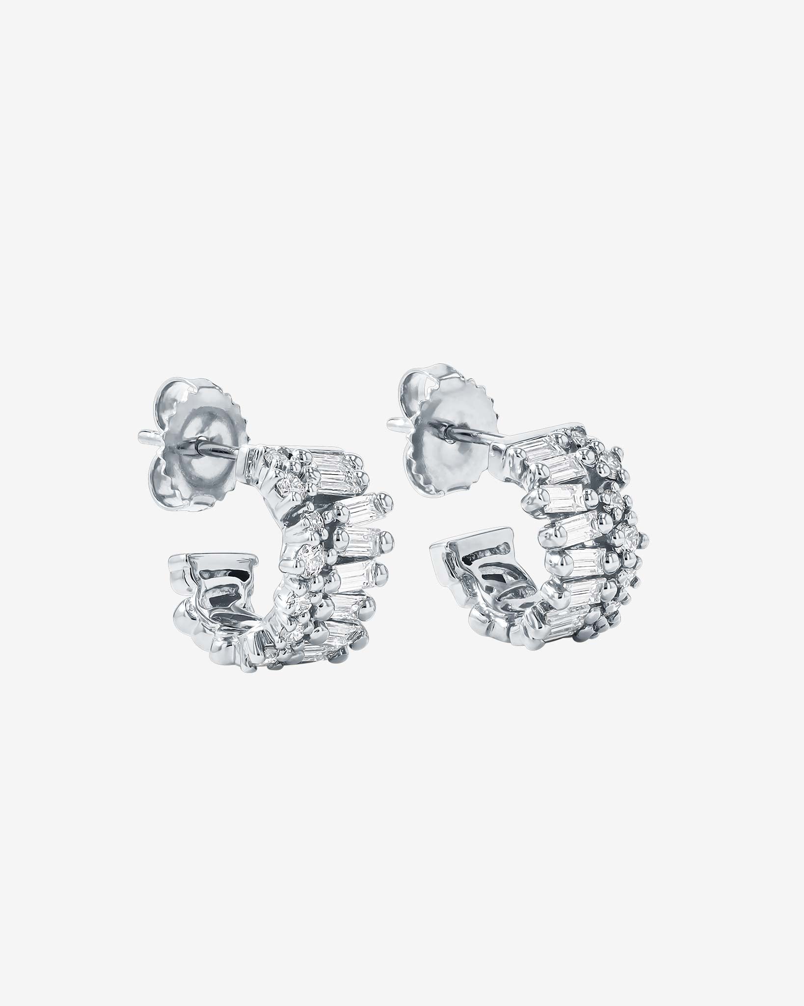 Suzanne Kalan Short Stack Diamond Mini Hoops in 18k white gold