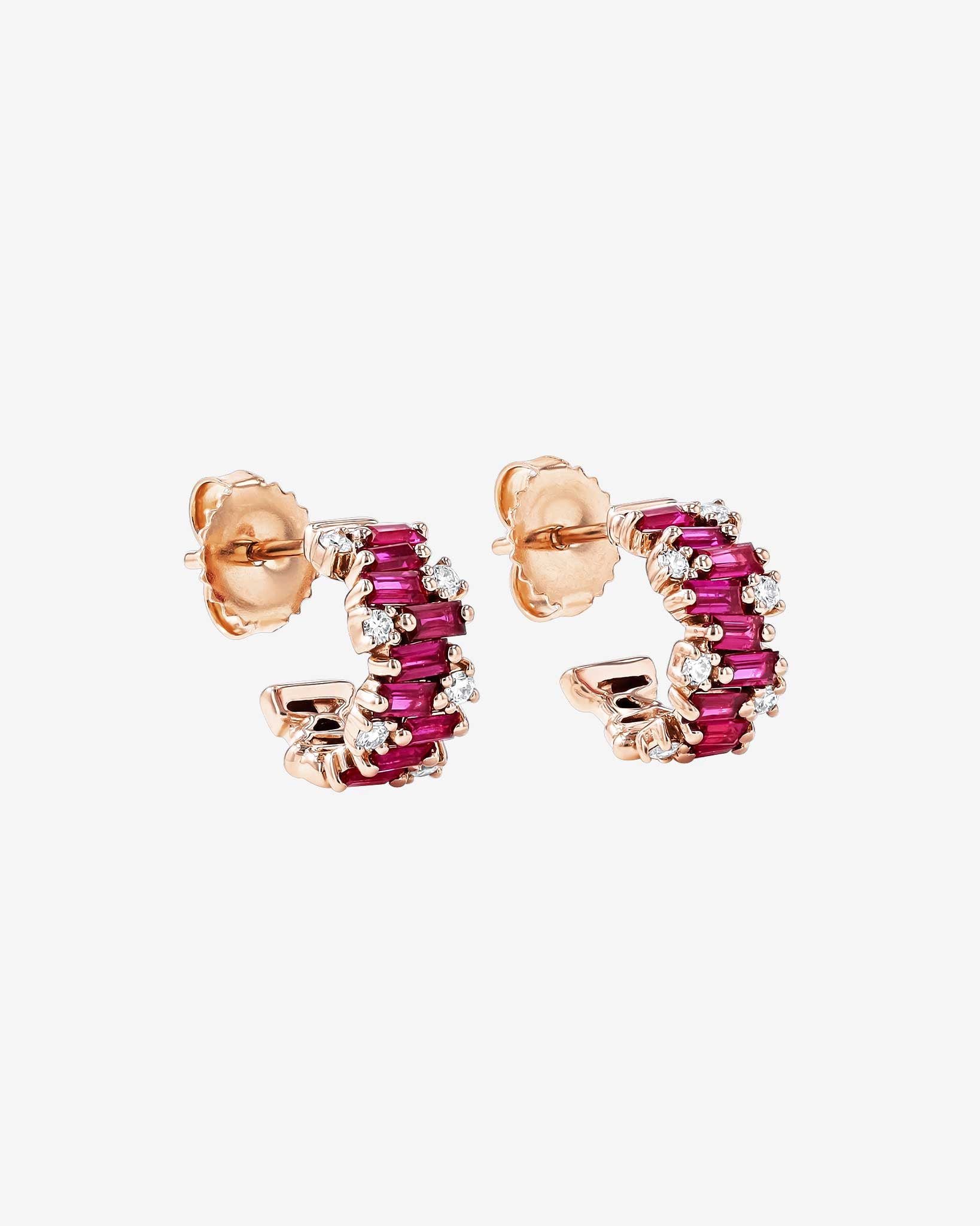 Suzanne Kalan Shimmer Ruby Mini Hoops in 18k rose gold