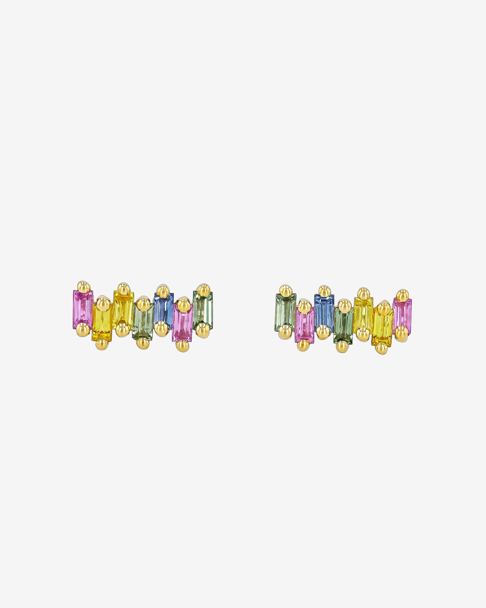 Suzanne Kalan Bold ZigZag Pastel Sapphire Studs in 18k yellow gold
