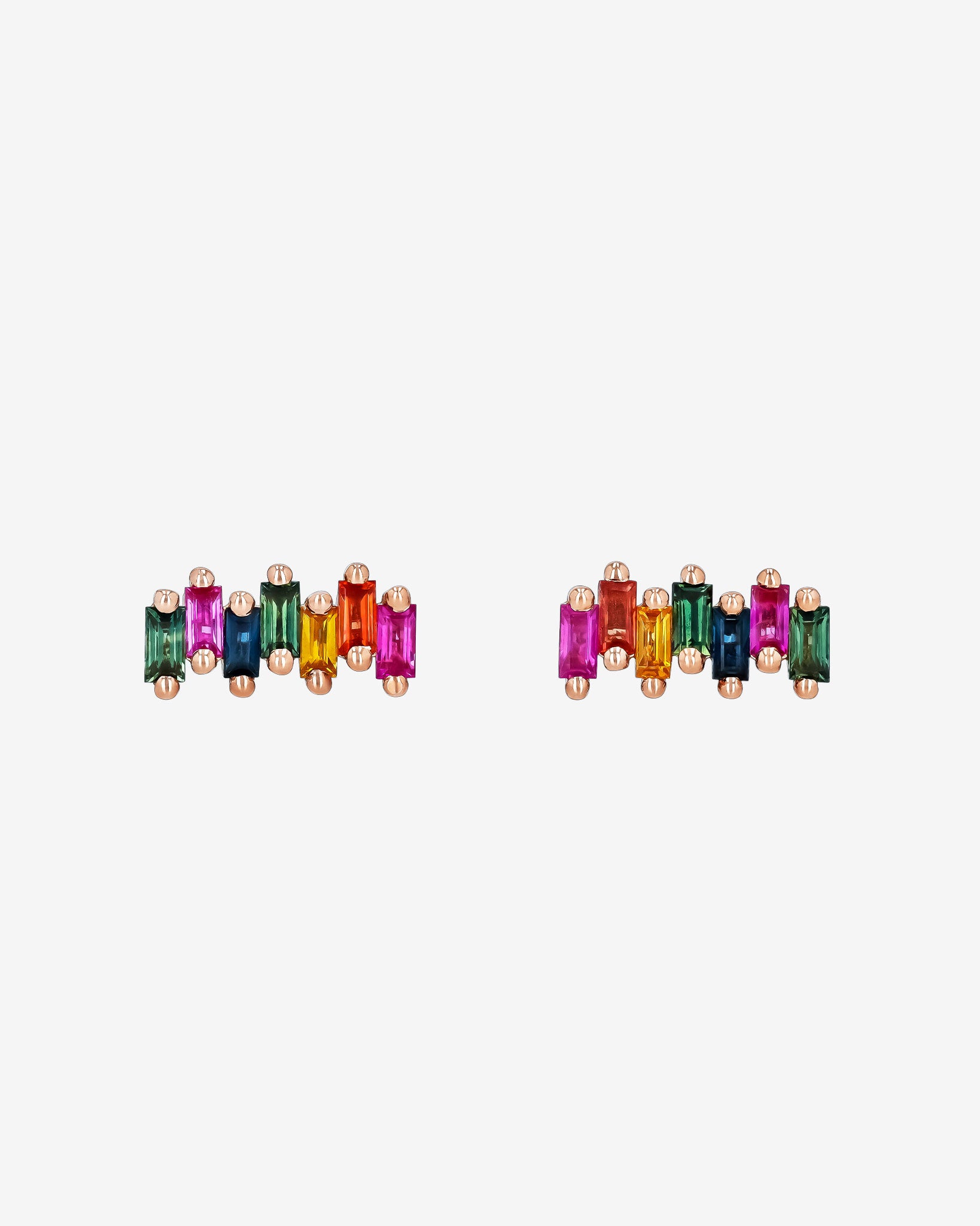 Suzanne Kalan Bold ZigZag Rainbow Sapphire Studs in 18k rose gold
