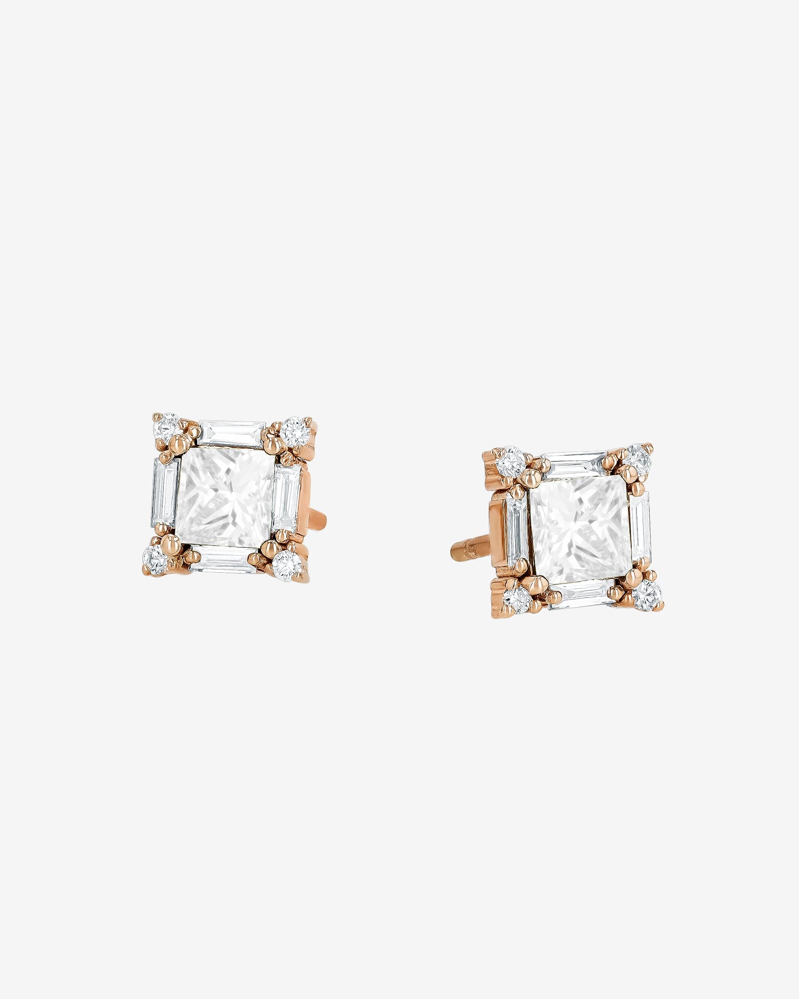 Suzanne Kalan Princess Midi Diamond Studs in 18k rose gold
