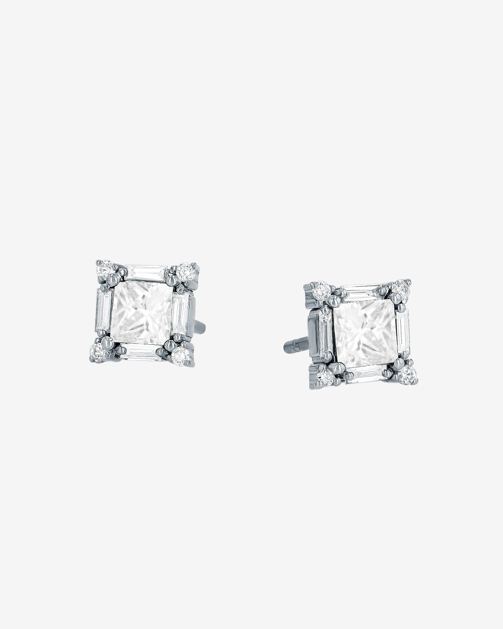 Suzanne Kalan Princess Midi Diamond Studs in 18k white gold