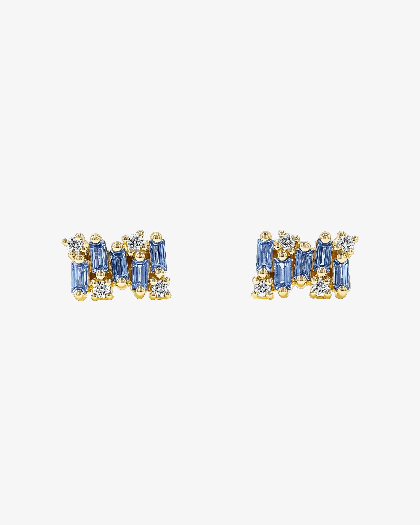 Suzanne Kalan Shimmer Light Blue Sapphire Studs in 18k yellow gold