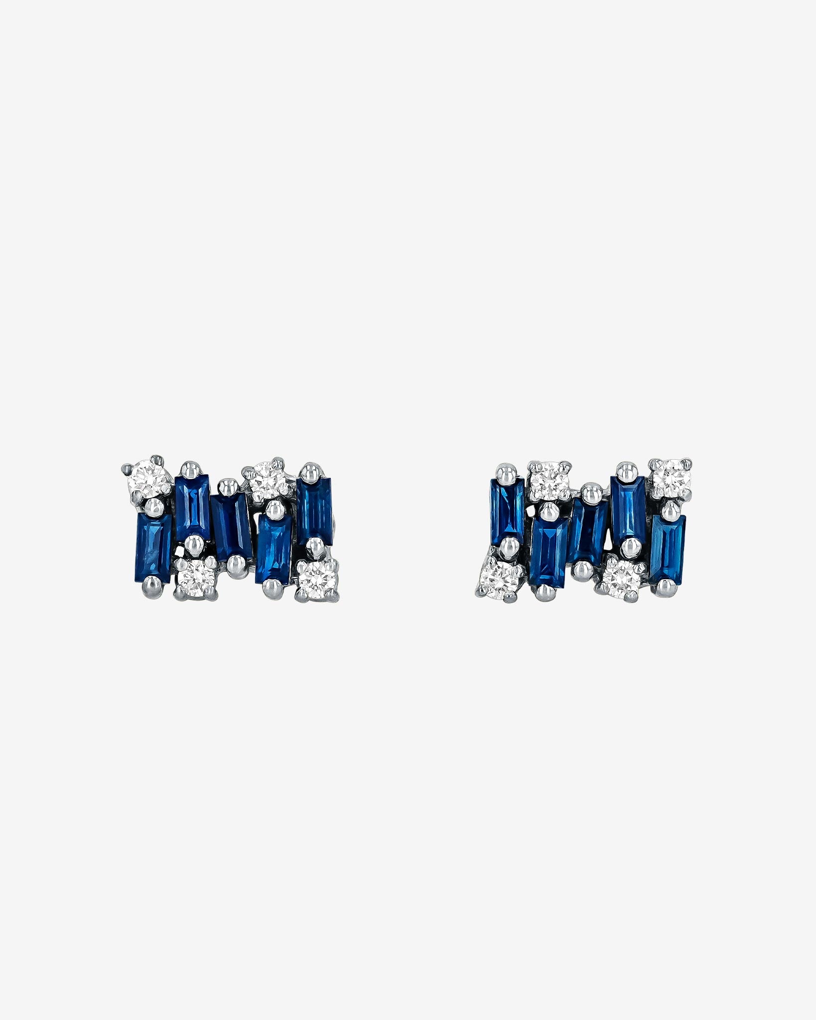 Suzanne Kalan Shimmer Dark Blue Sapphire Studs in 18k white gold