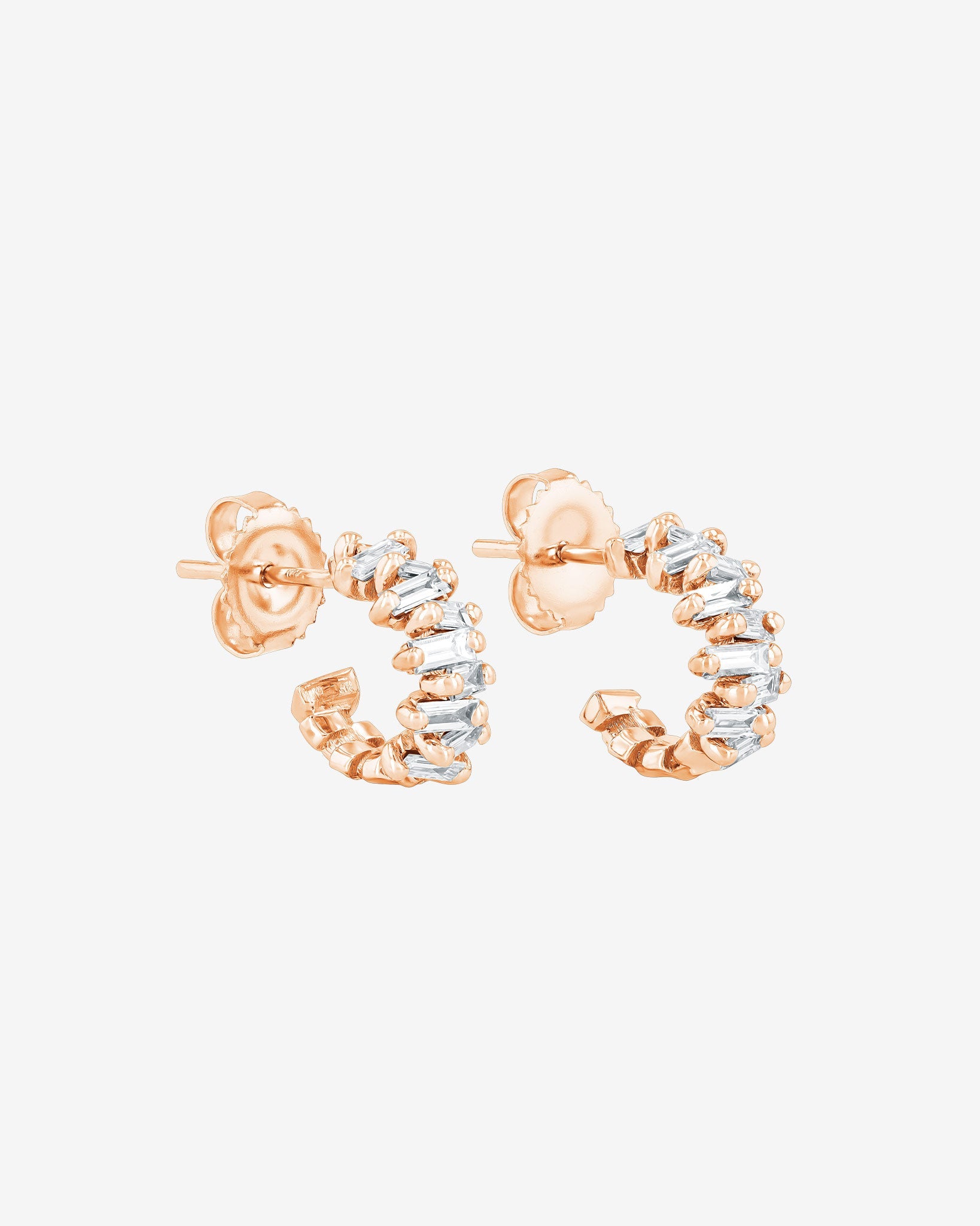 Suzanne Kalan Bold ZigZag Diamond Mini Hoops in 18k rose gold