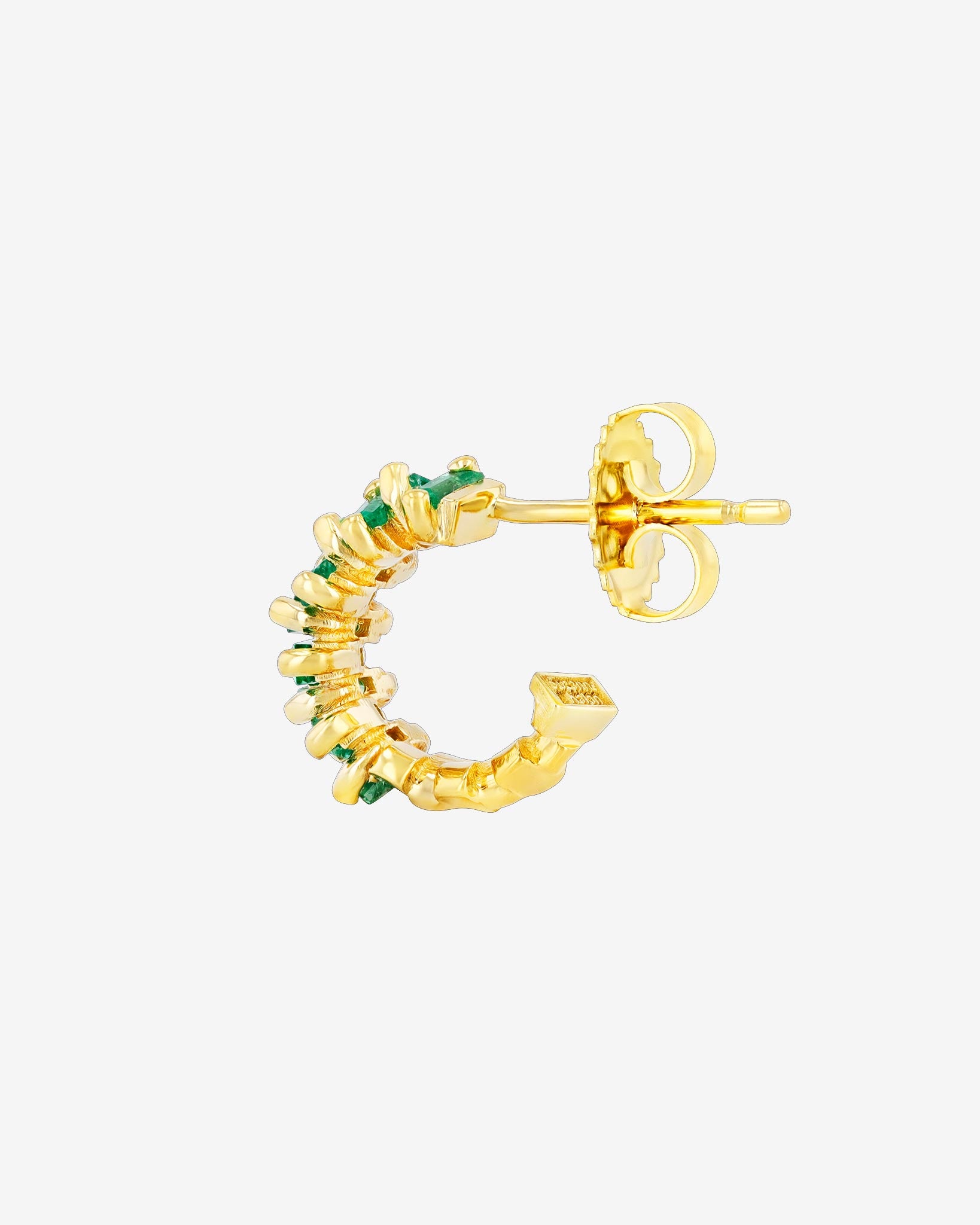Suzanne Kalan Bold ZigZag Emerald Mini Hoops in 18k yellow gold