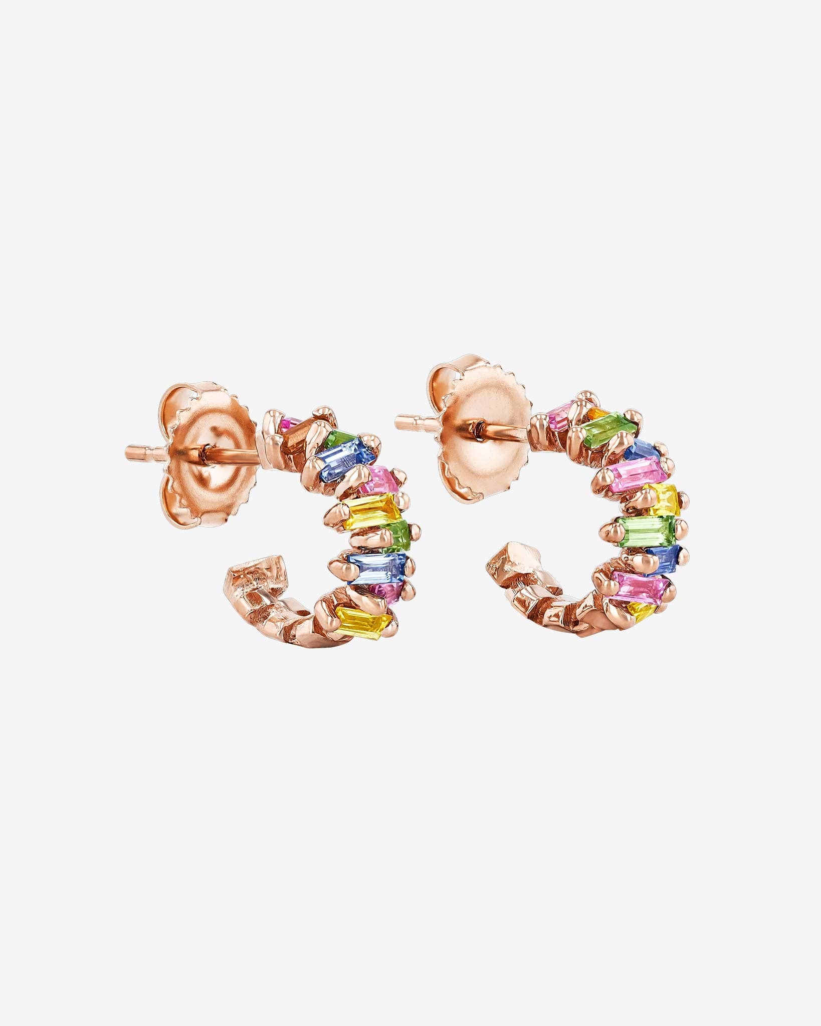 Szuanne Kalan Bold ZigZag Pastel Sapphire Mini Hoops in 18k rose gold