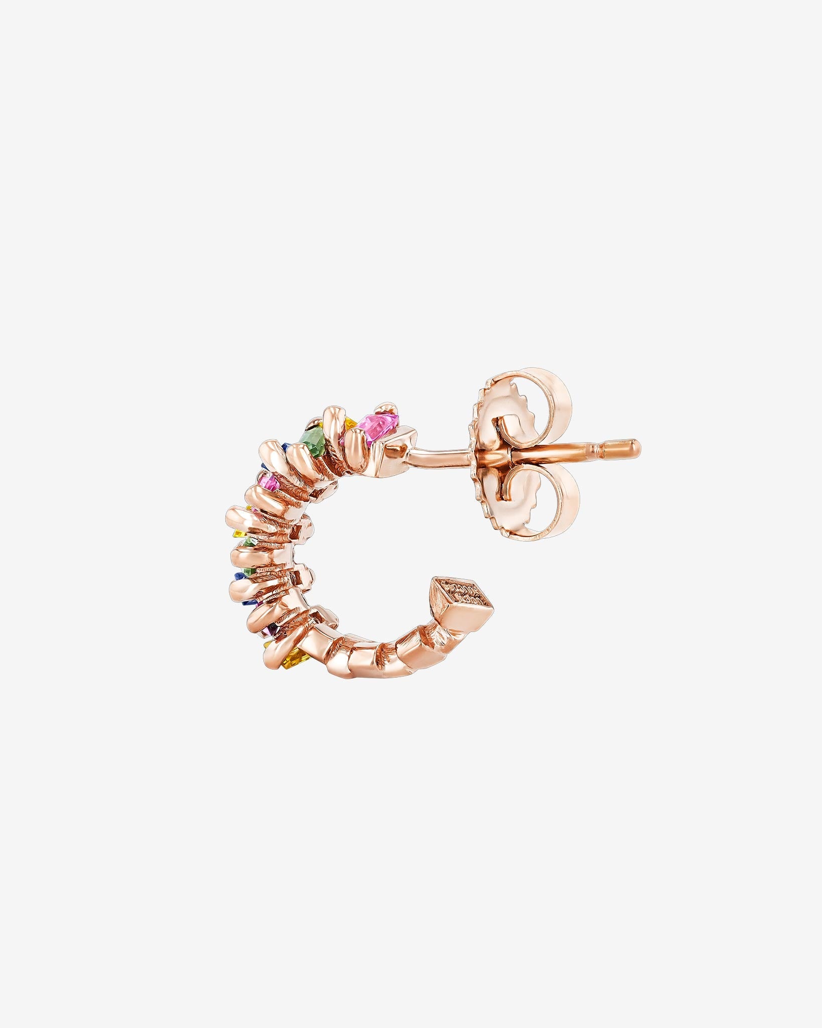 Szuanne Kalan Bold ZigZag Pastel Sapphire Mini Hoops in 18k rose gold