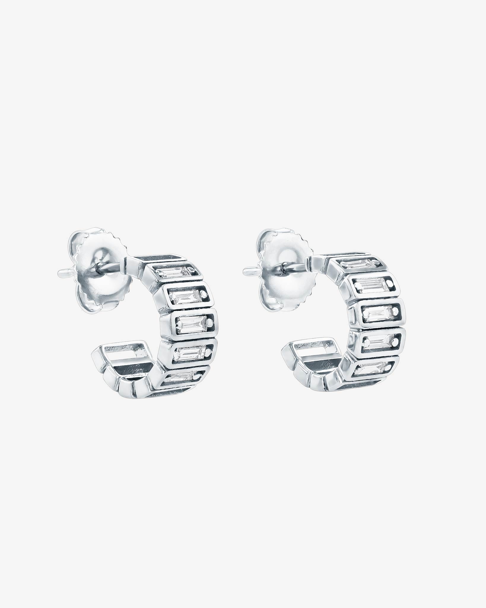Suzanne Kalan Inlay Horizontal Diamond Mini Hoops in 18k white gold