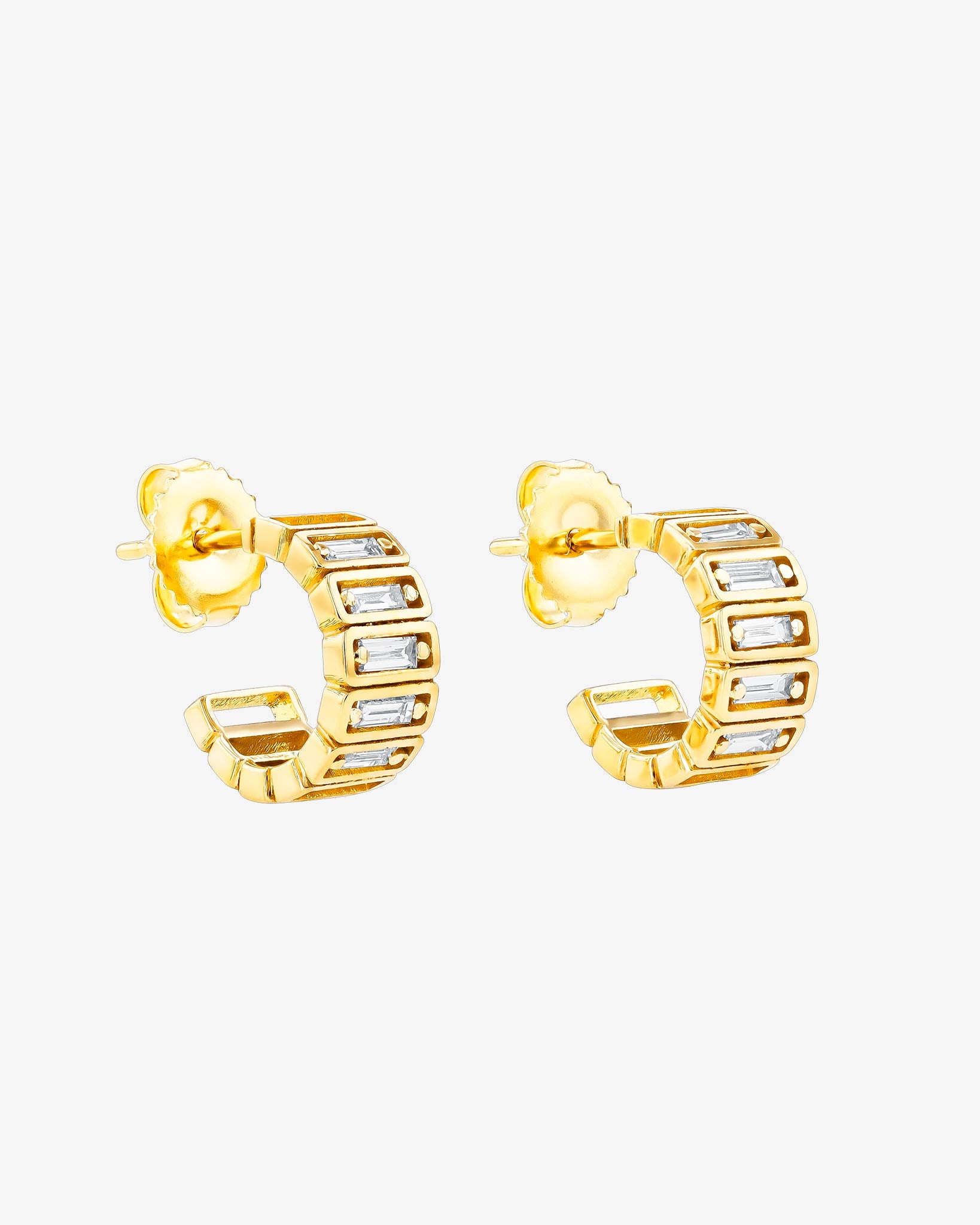 Suzanne Kalan Inlay Horizontal Diamond Mini Hoops in 18k yellow gold